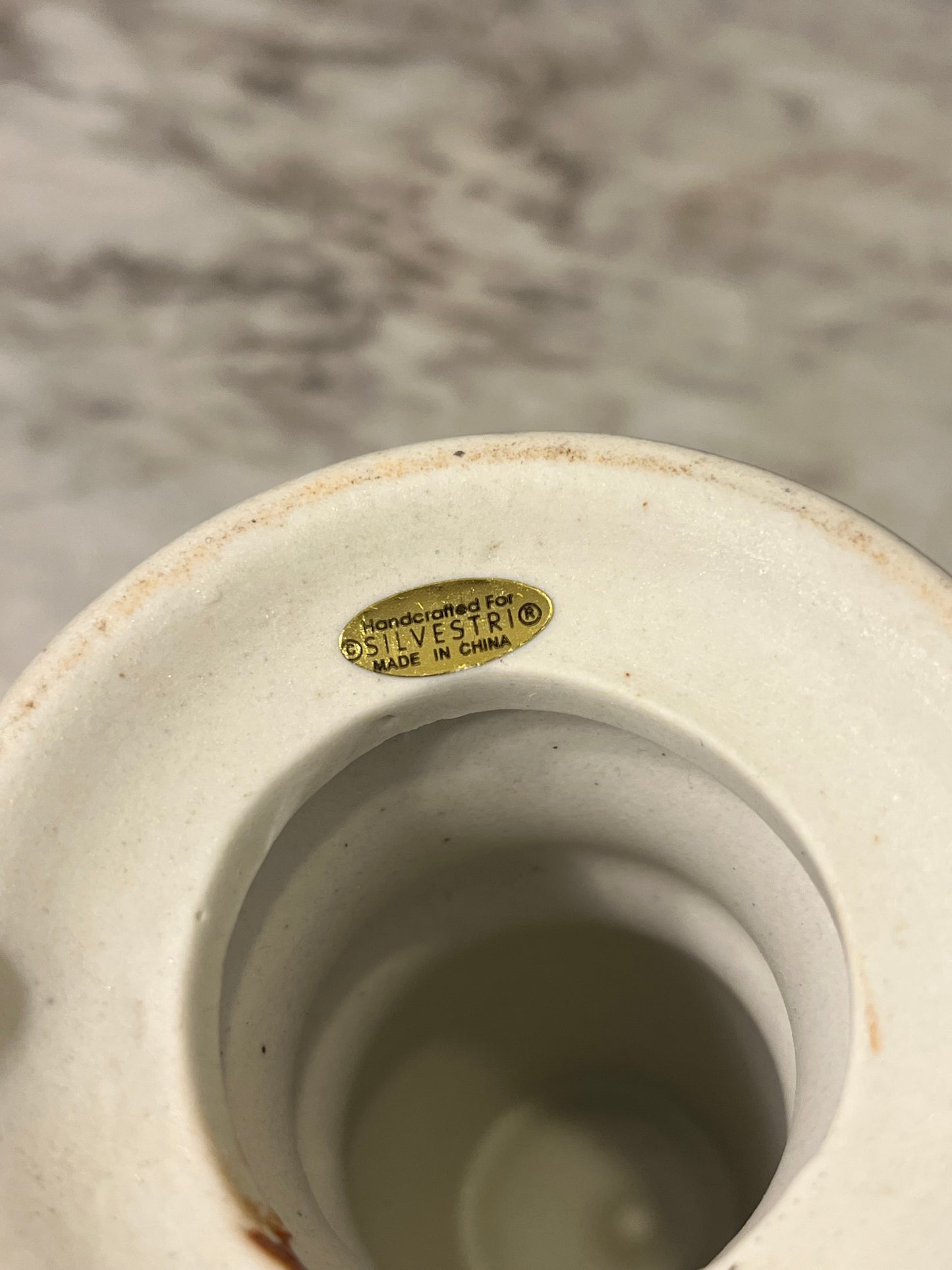 Silvestri Blue and White Candle Holder 4"