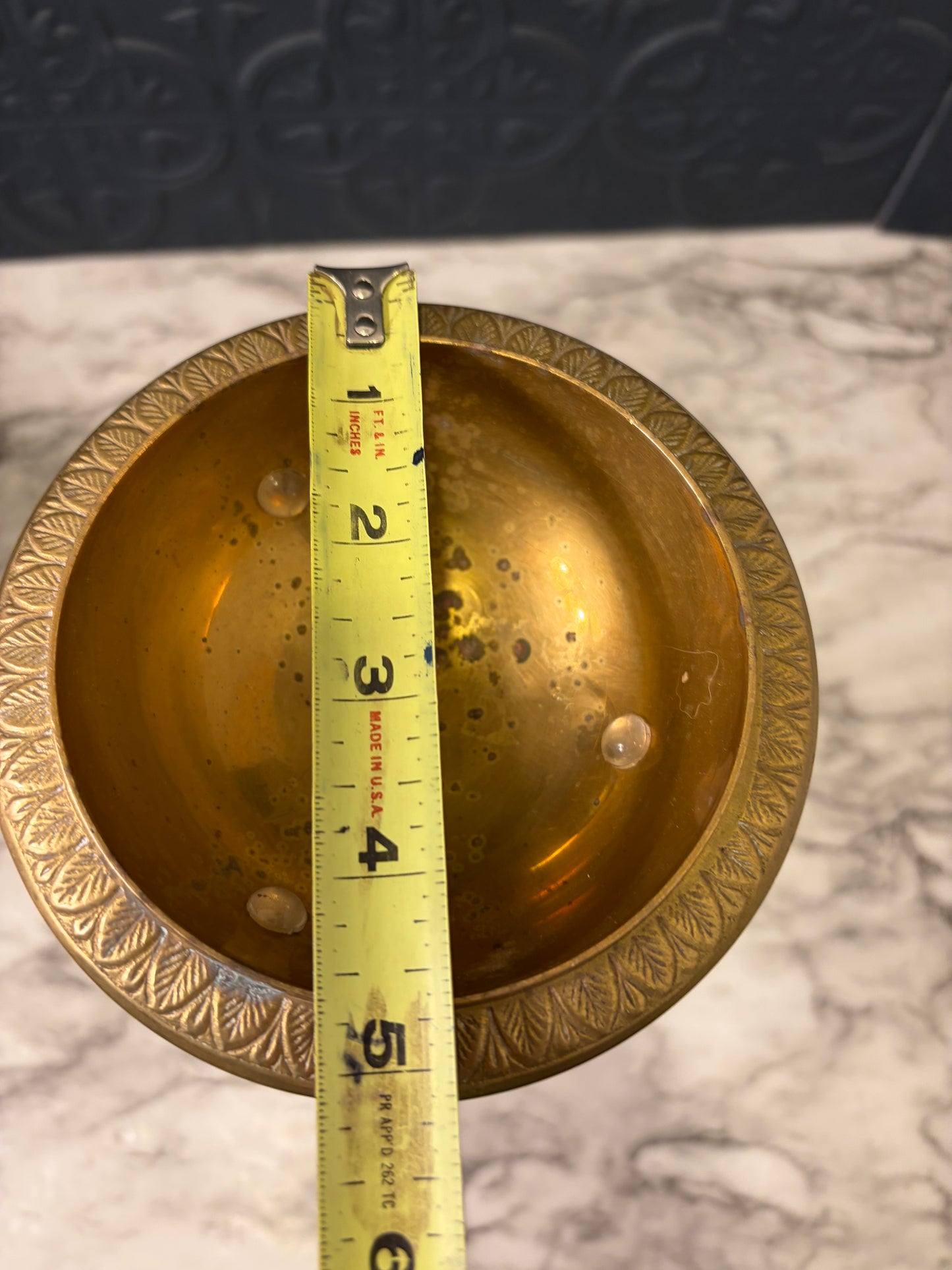 Tall Brass Stand with Green Orb