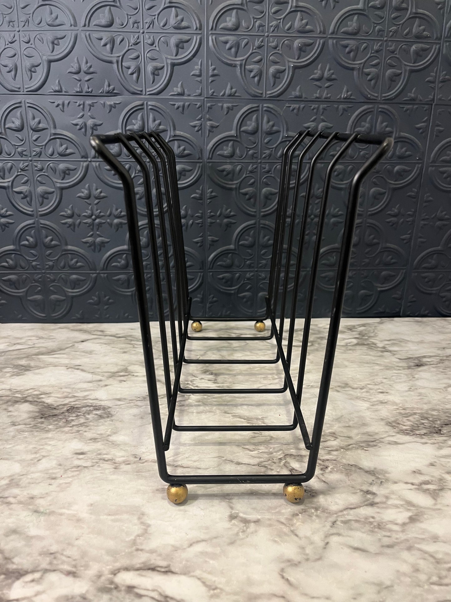 Black Wire Magazine Rack with Gold feet