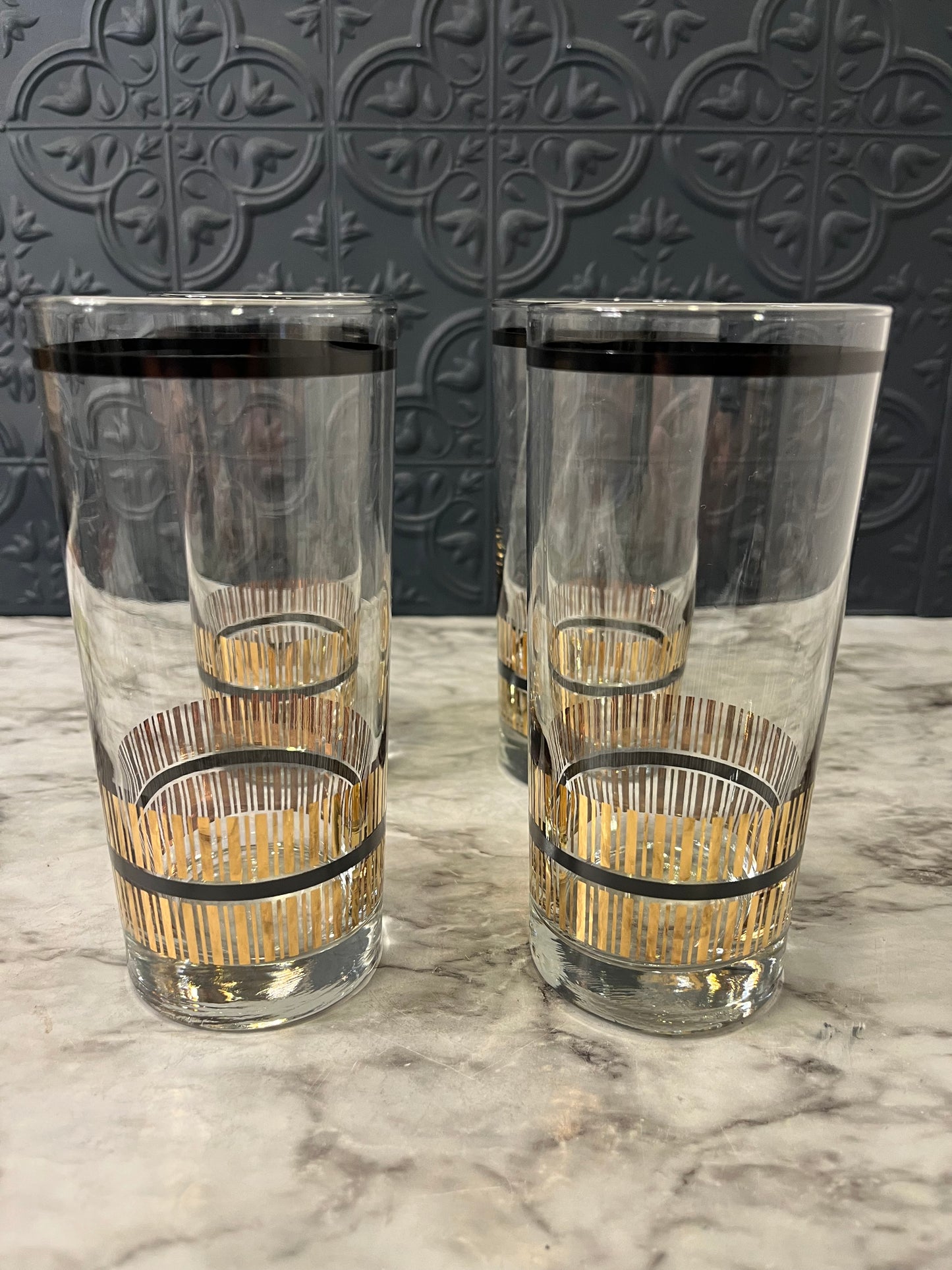 Libbey Black and Gold Tumblers x 4