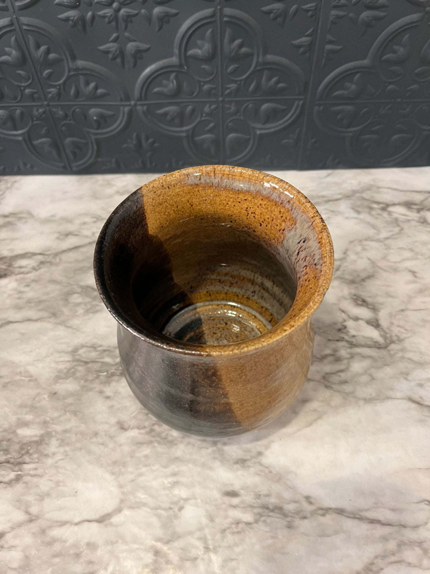 Brown Glazed Pottery Vase 2 Toned