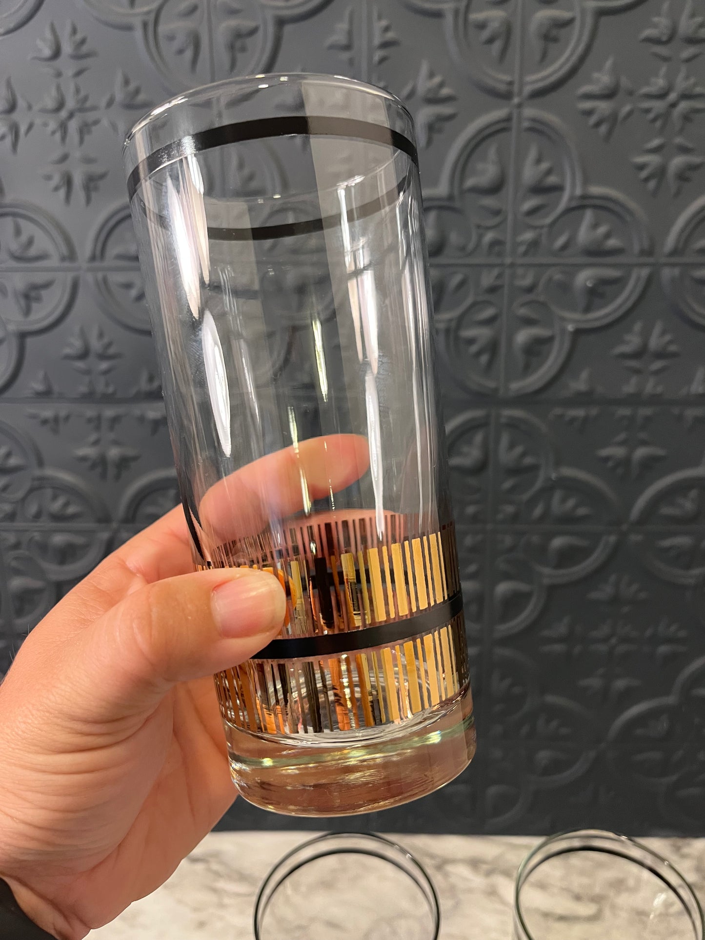 Libbey Black and Gold Tumblers x 4