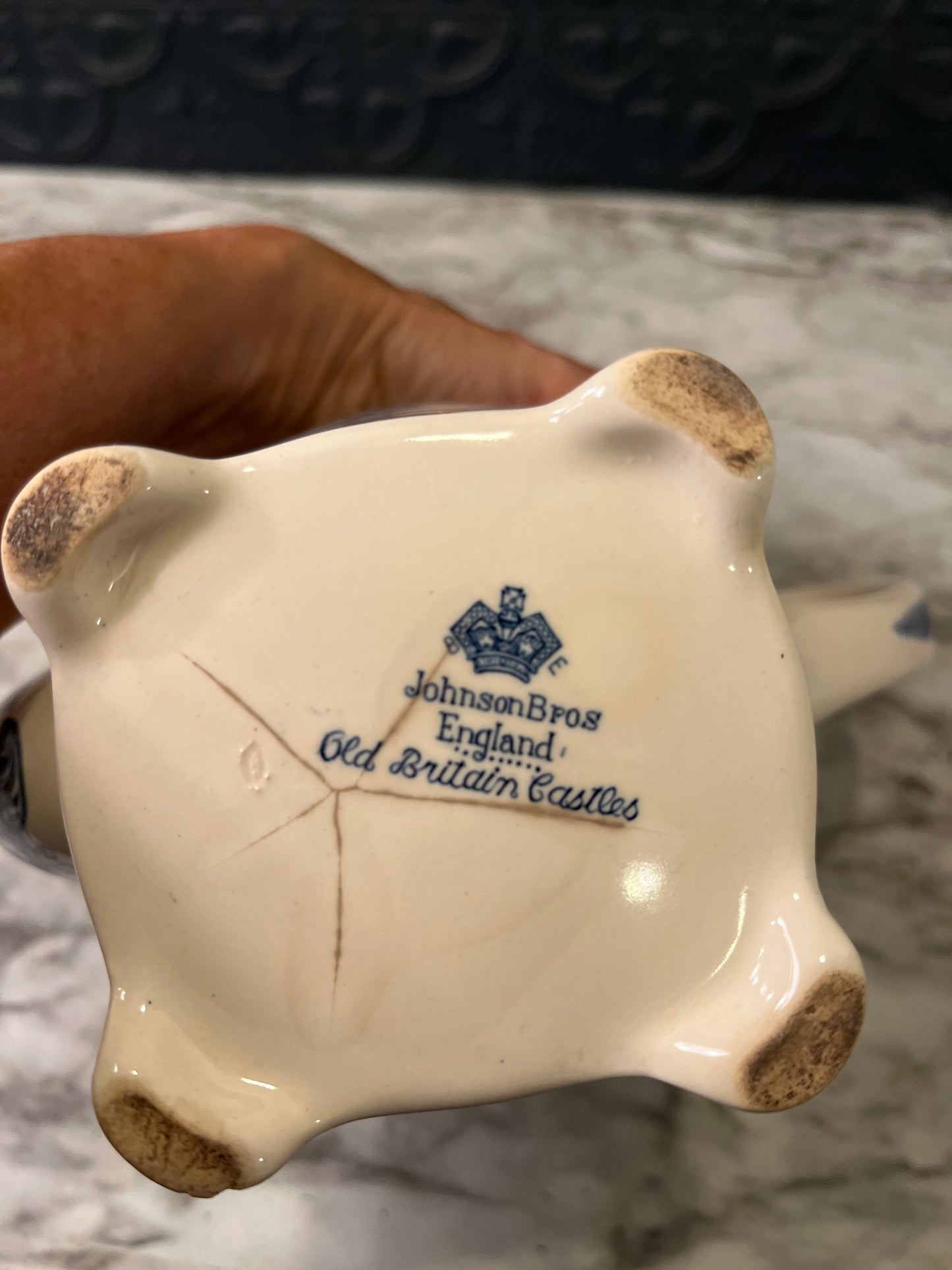 Vintage Johnson Brother Blue and White Teapot