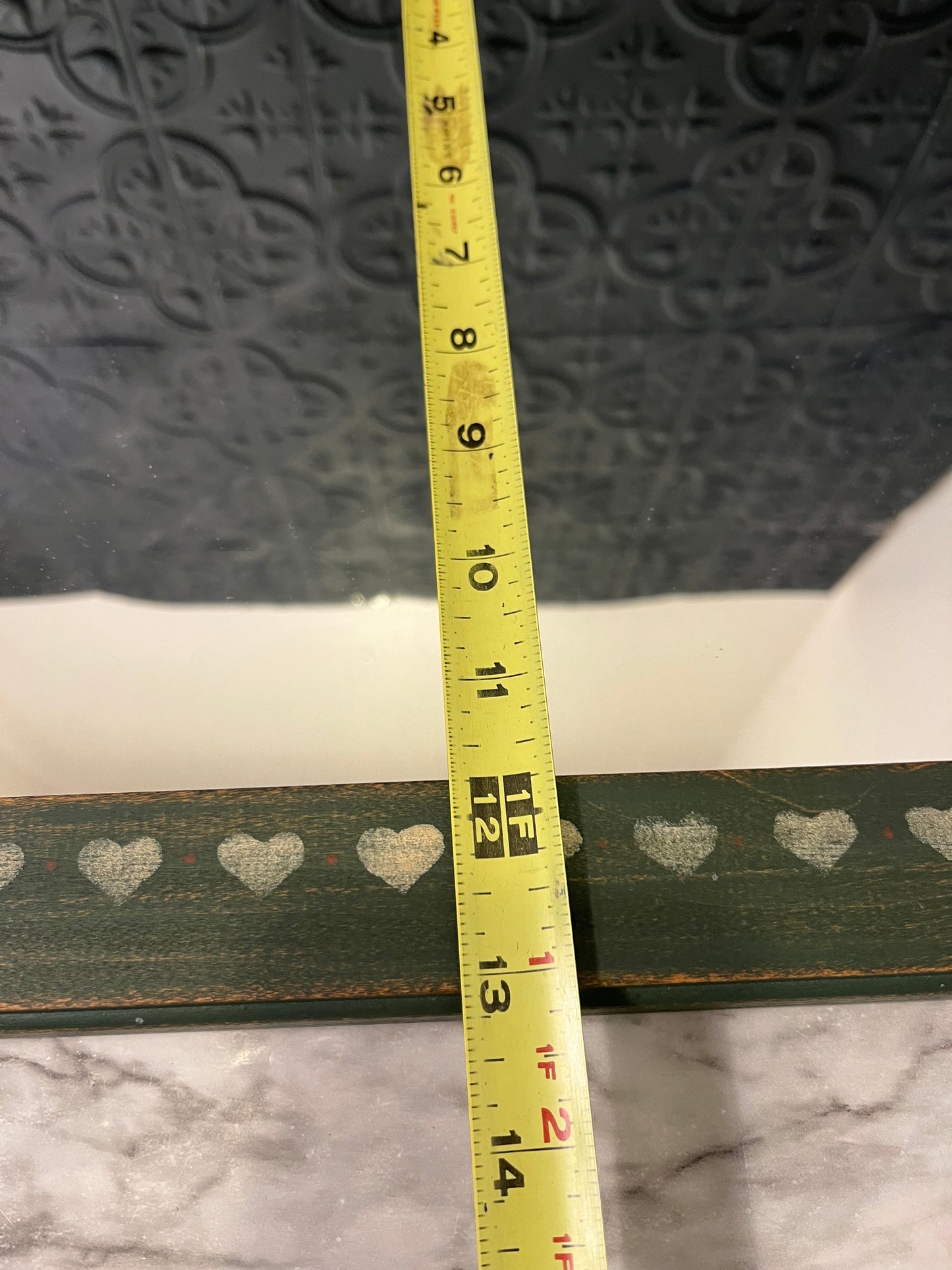 Vintage Green Mirror with Hearts