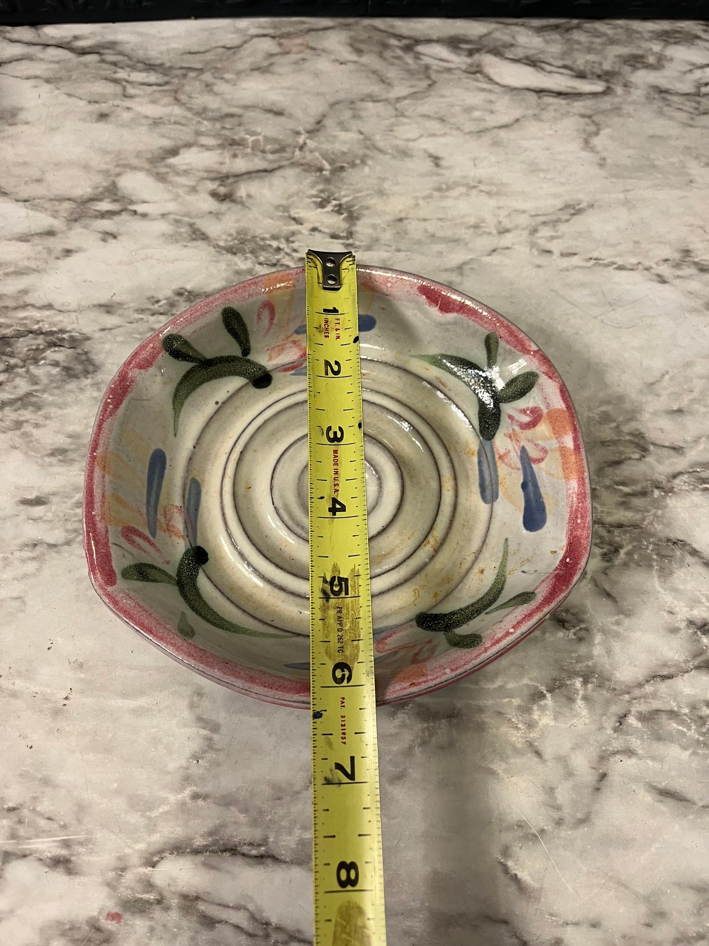 Studio Pottery with Pink Rim