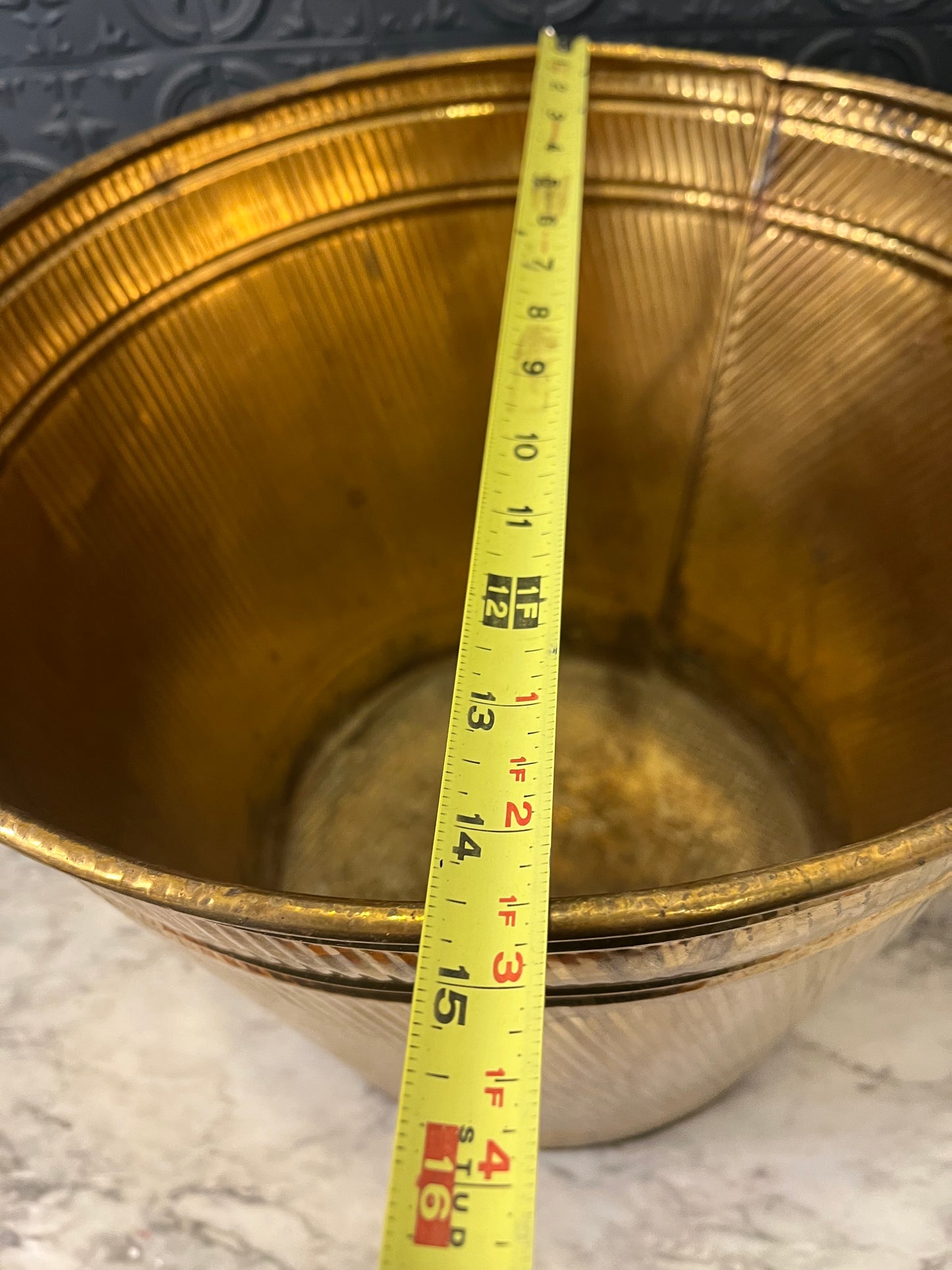 Extra Large Brass Pot 12.5" tall