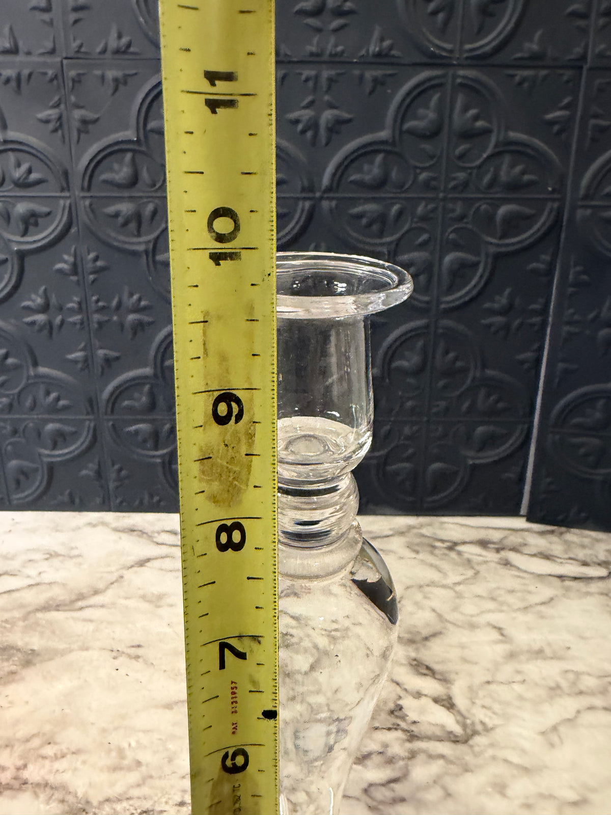 Clear Glass Teardrop Candle Holder