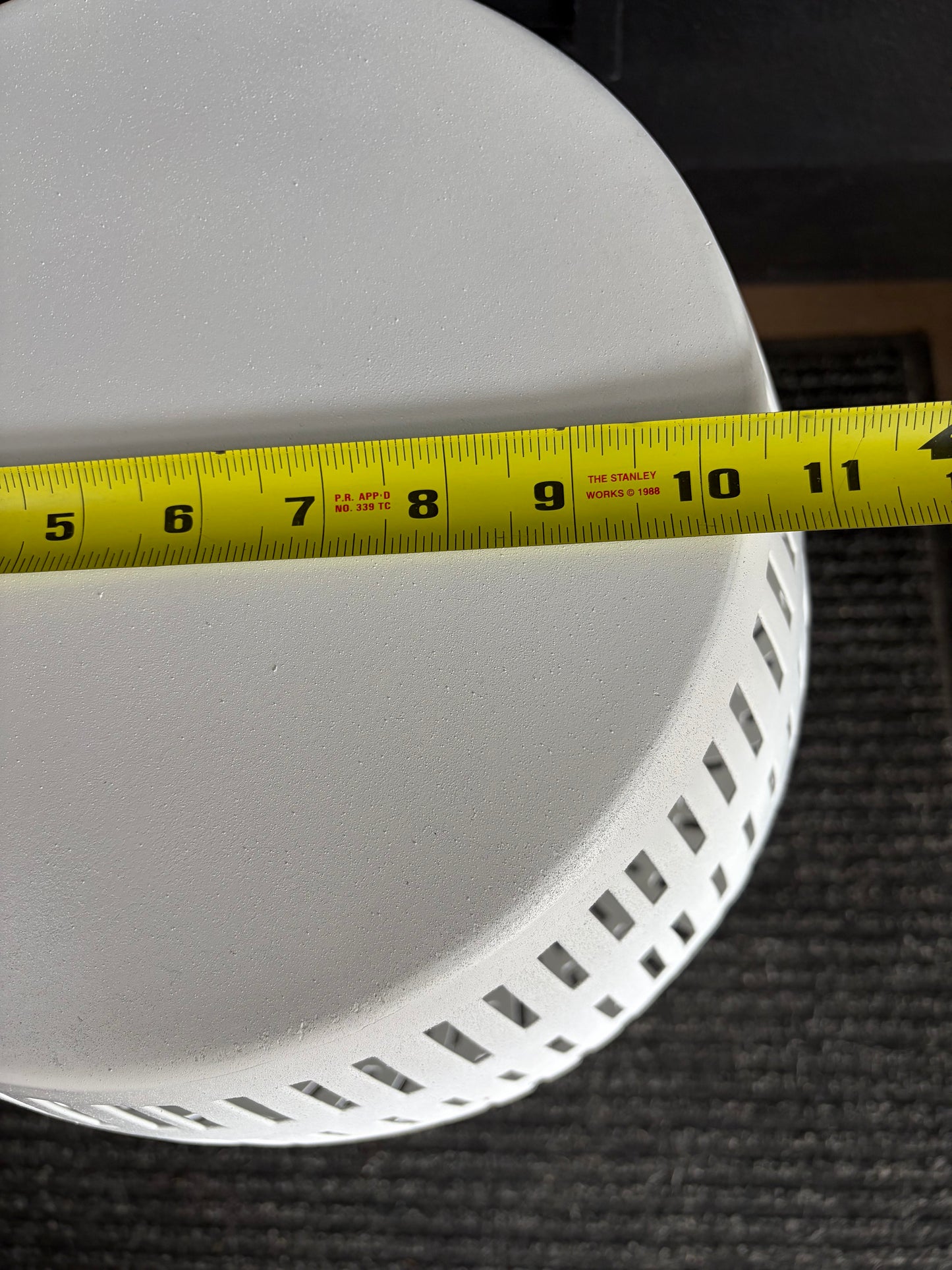 White Metal Outdoor Table with cutouts