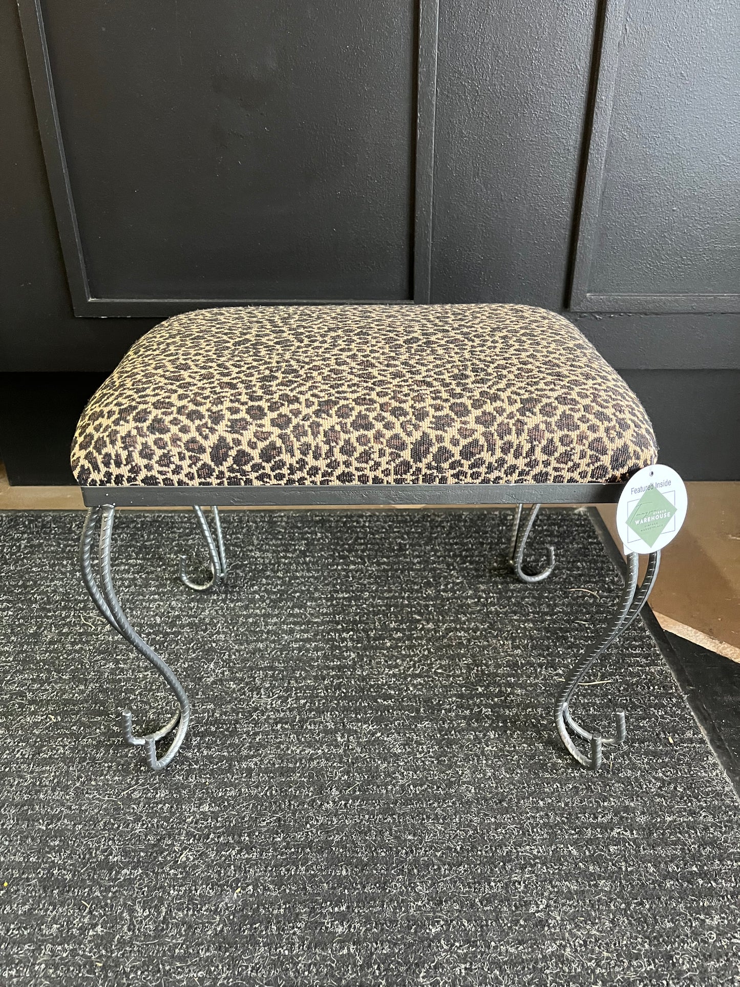 Animal Print Stool With Metal Legs