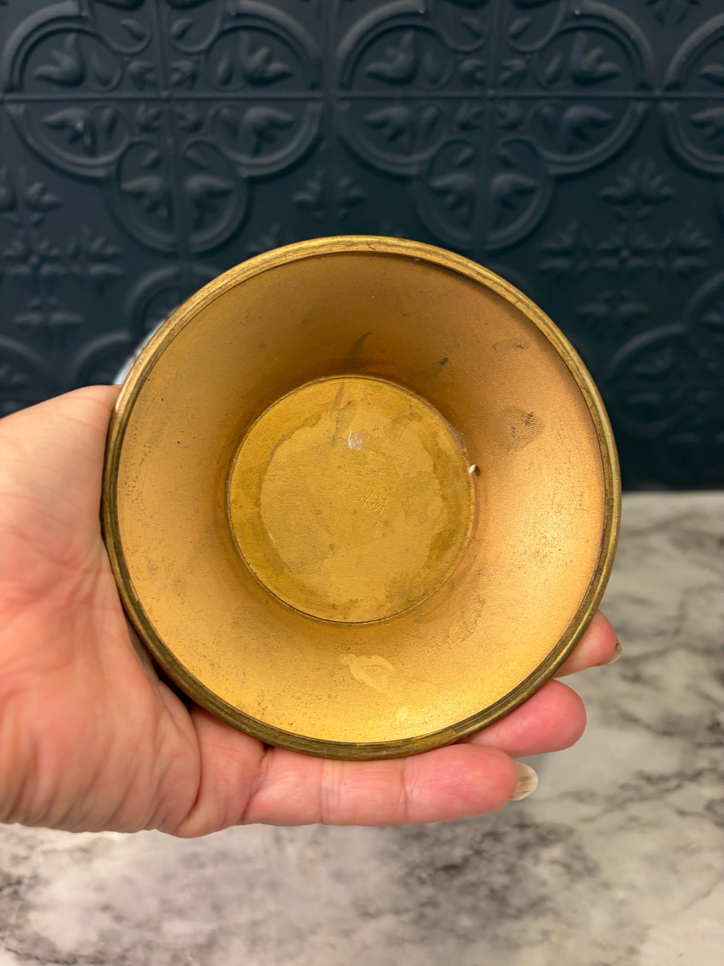 Delft Turquoise and Gold Pedestal Bowl