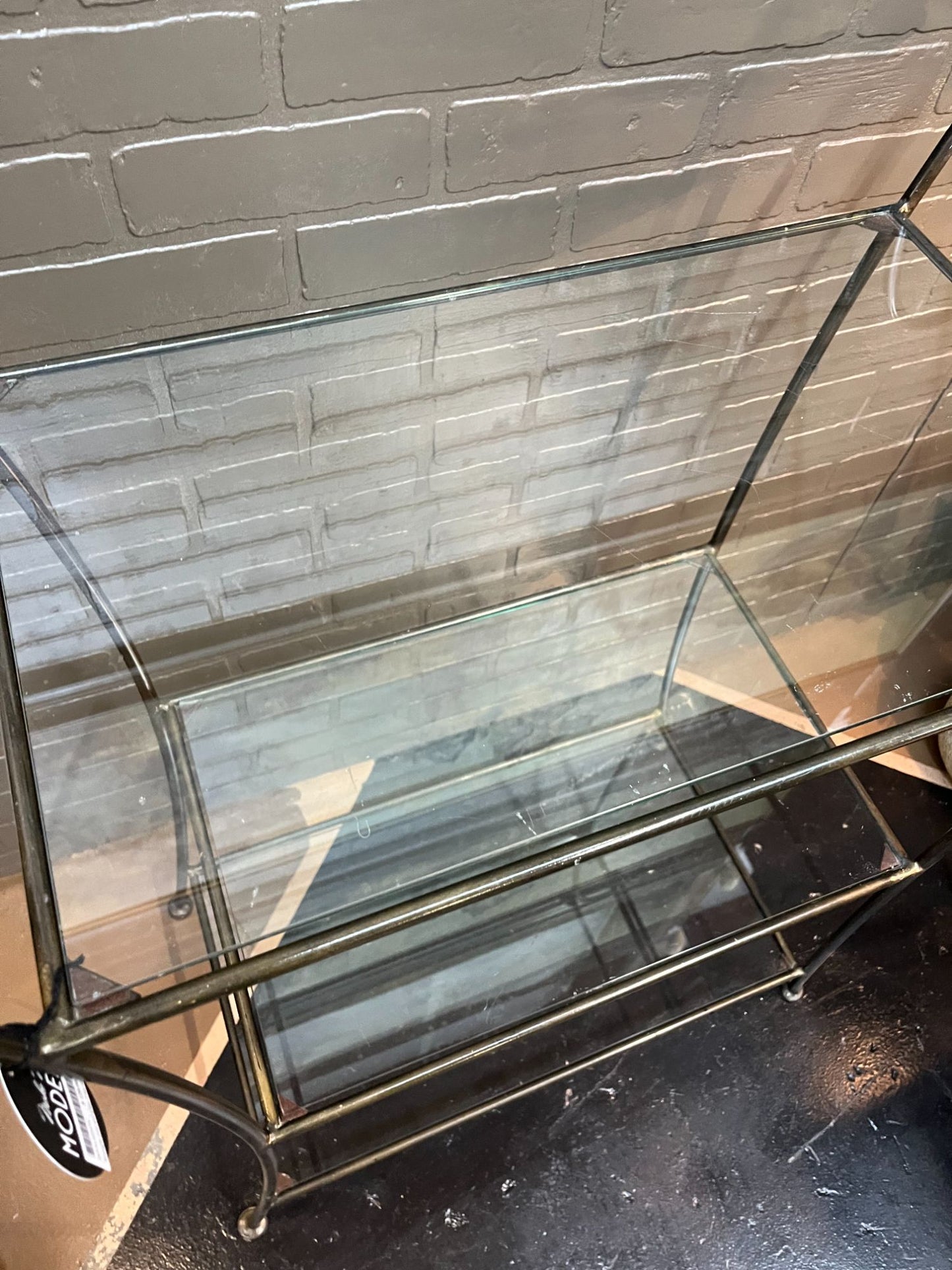 Wrought Iron and Glass Three Tier Shelf