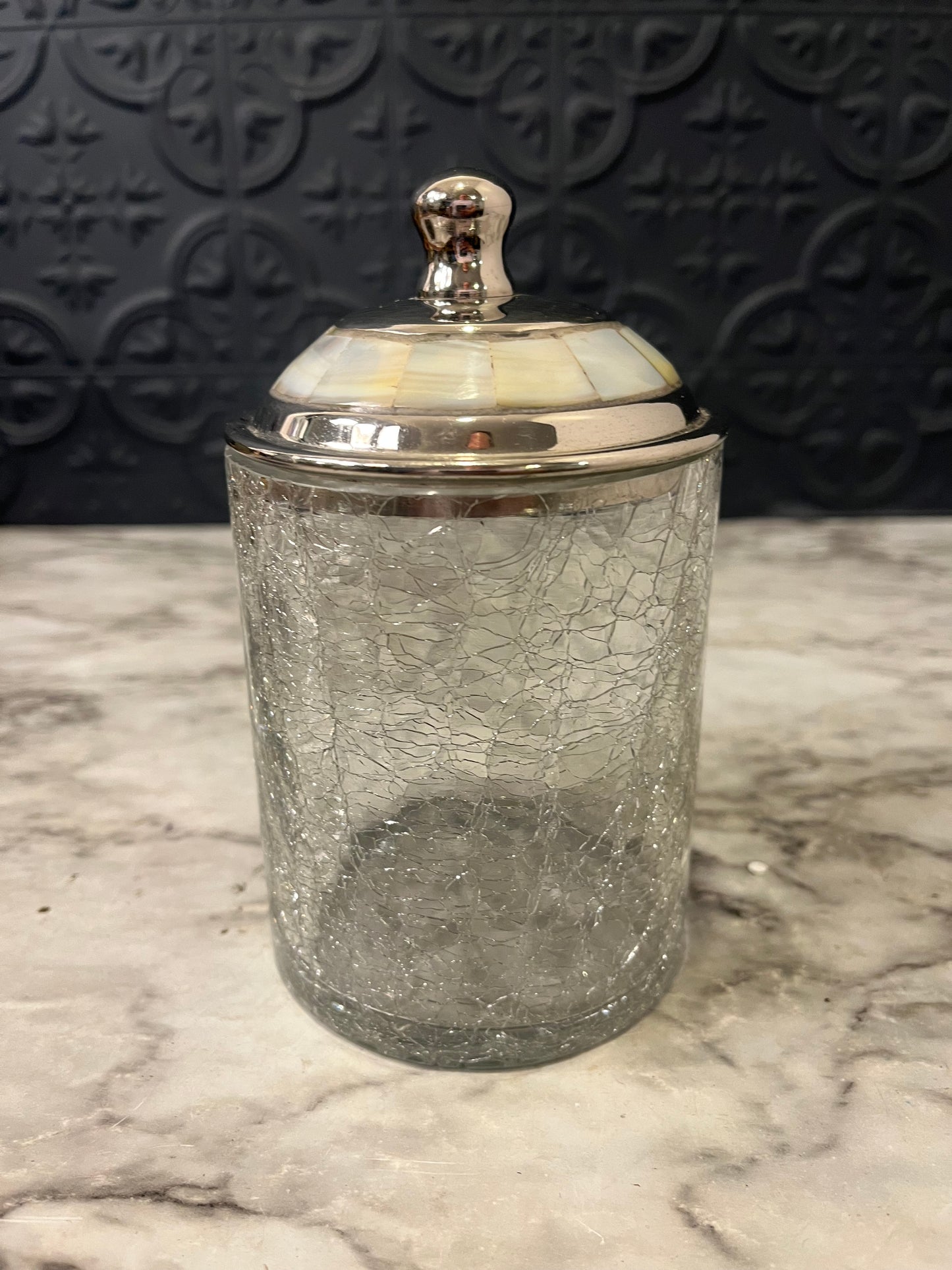 Crackle Glass Canister with mop lid