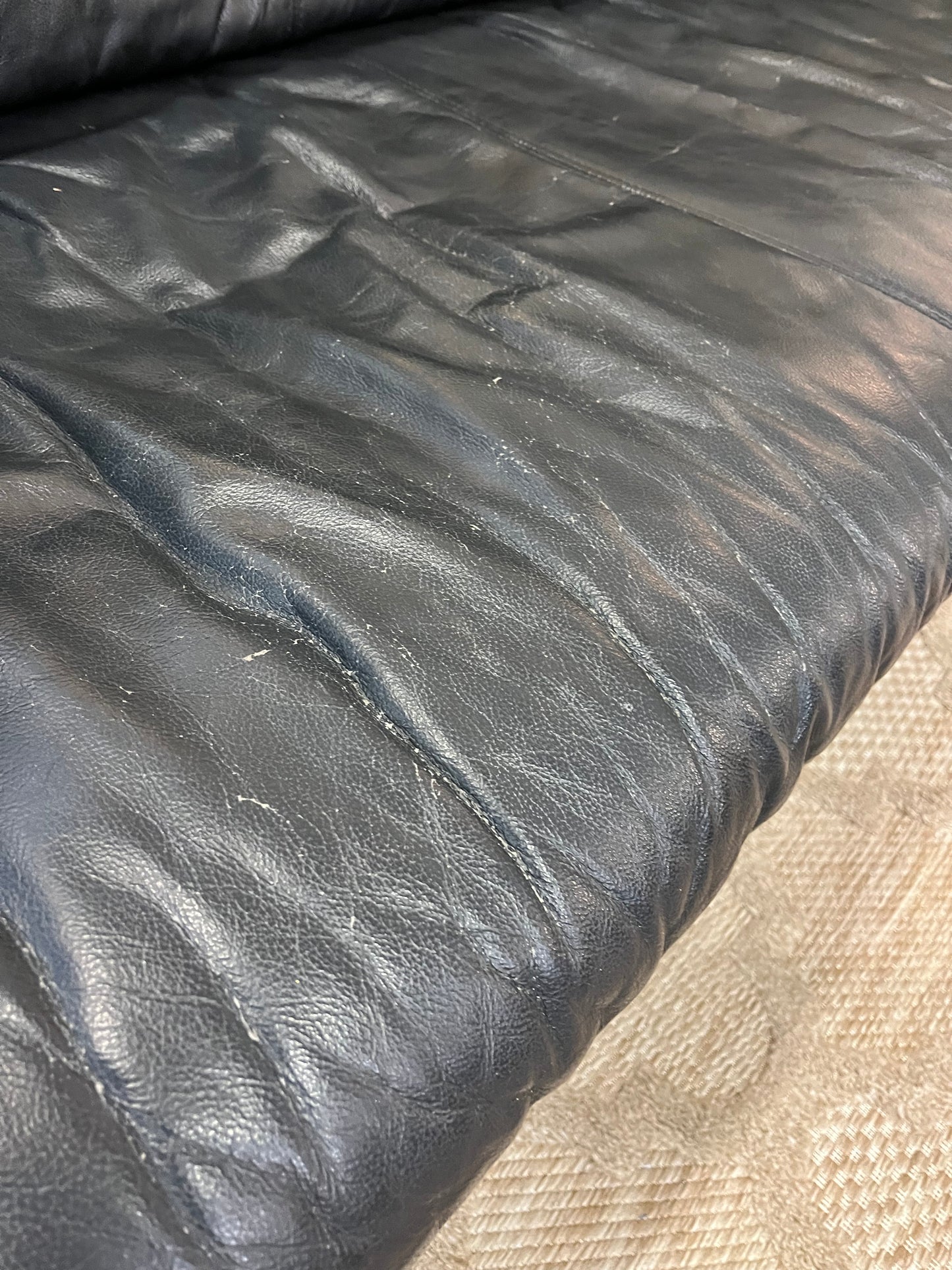 Black Leather Post Modern Nicoletti Style Sofa