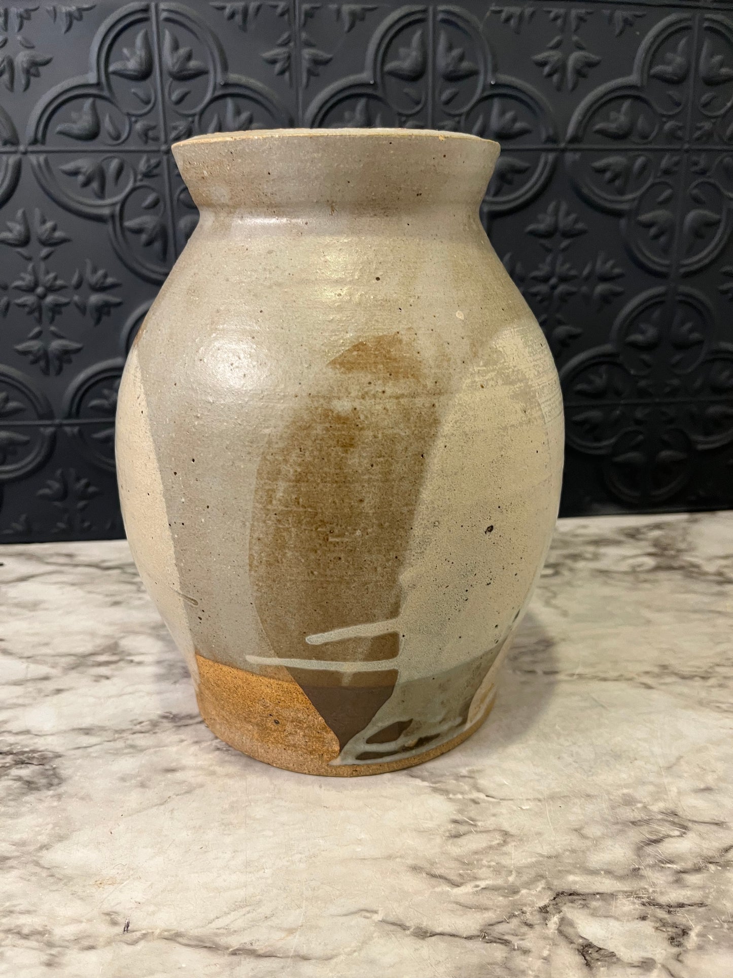 Grey Multicolored Pottery Vase 8.5