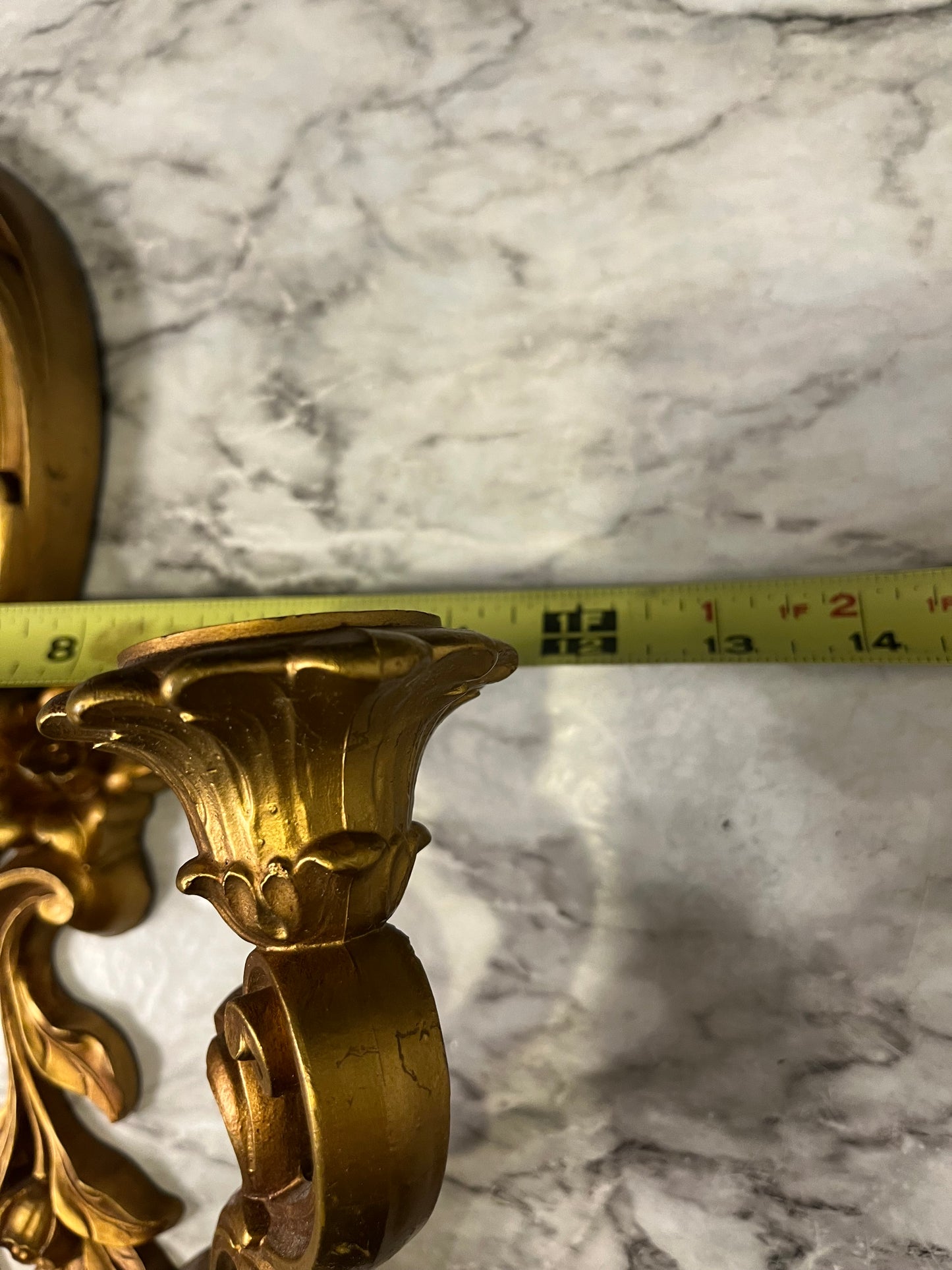 Syroco Gold wide double candle sconce
