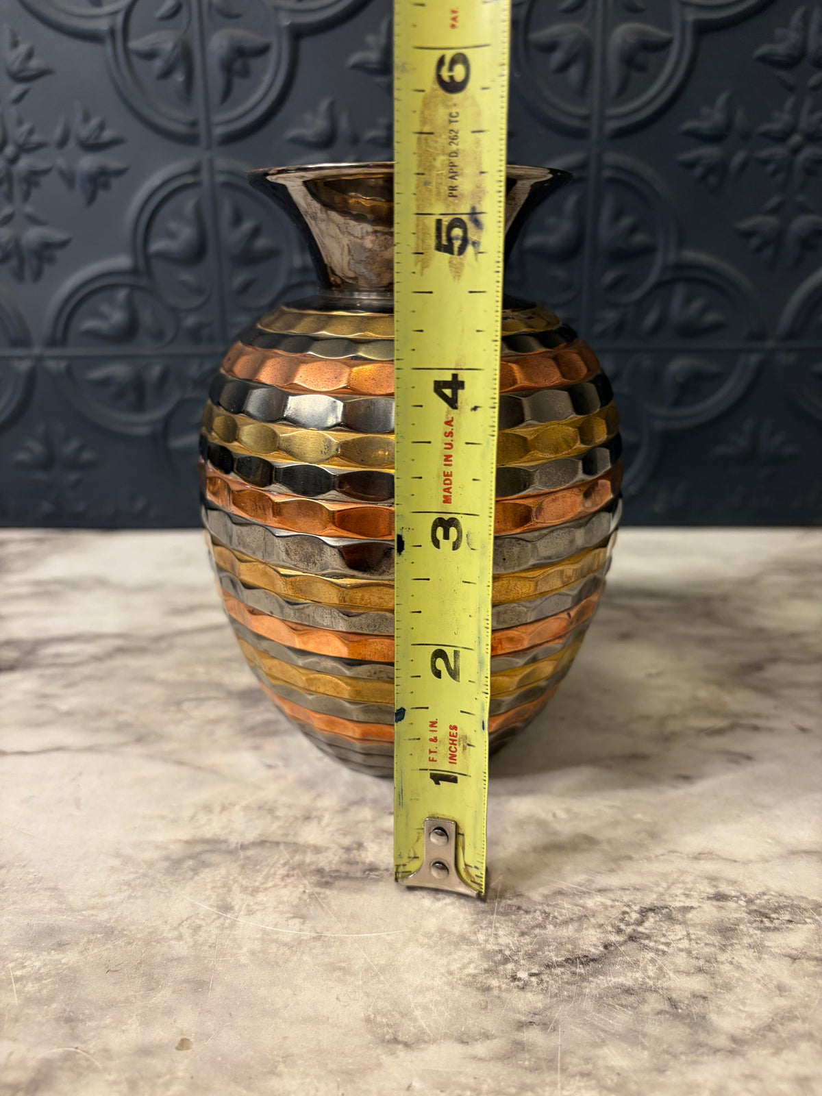 Brass and Copper Stripe Vase