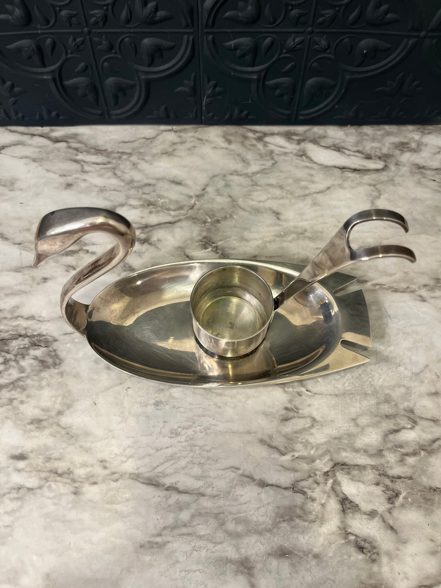 Silver Plate Swan Candle Holder from Spain