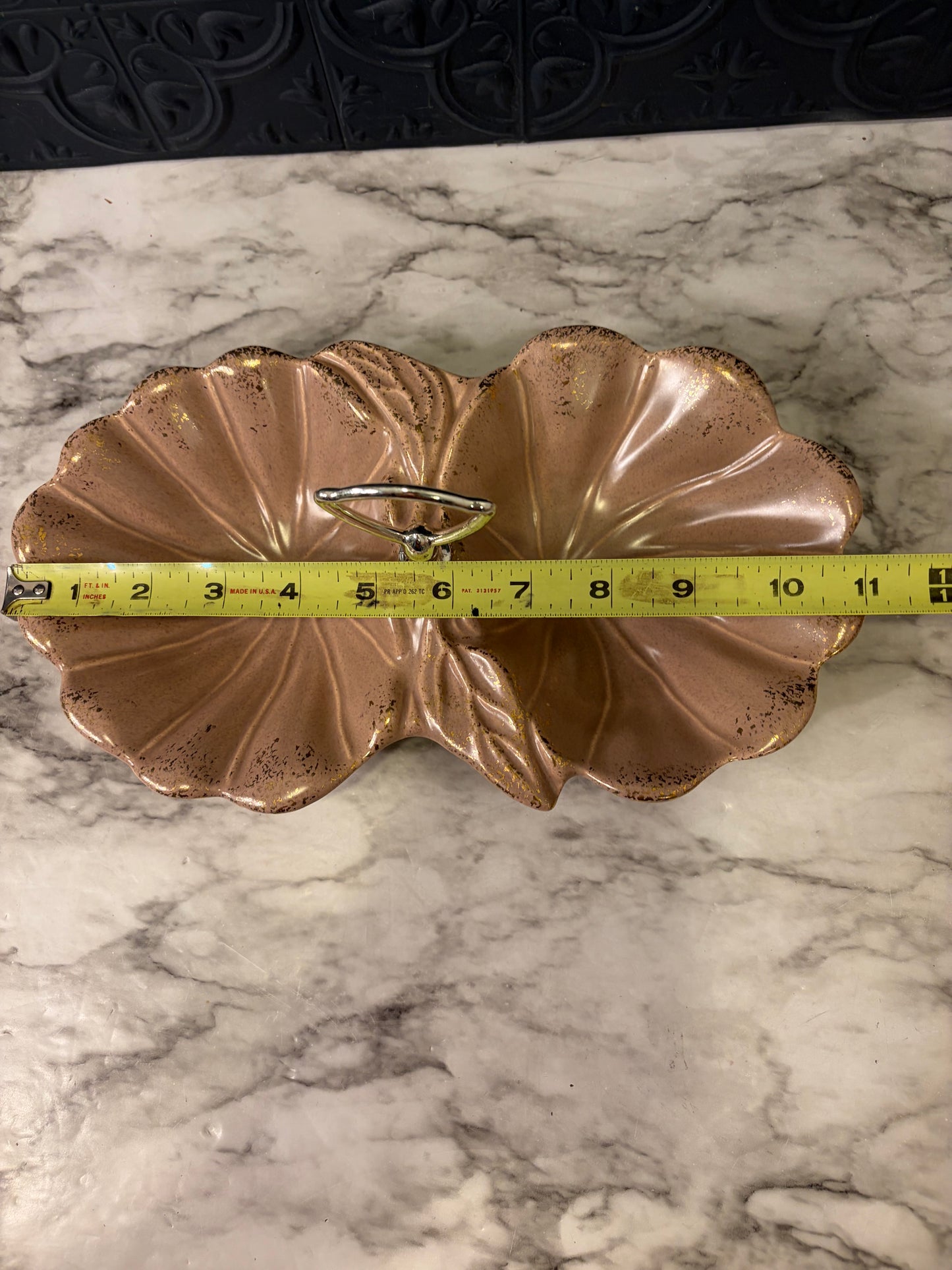 USA Pottery Divided Clam Serving Dish