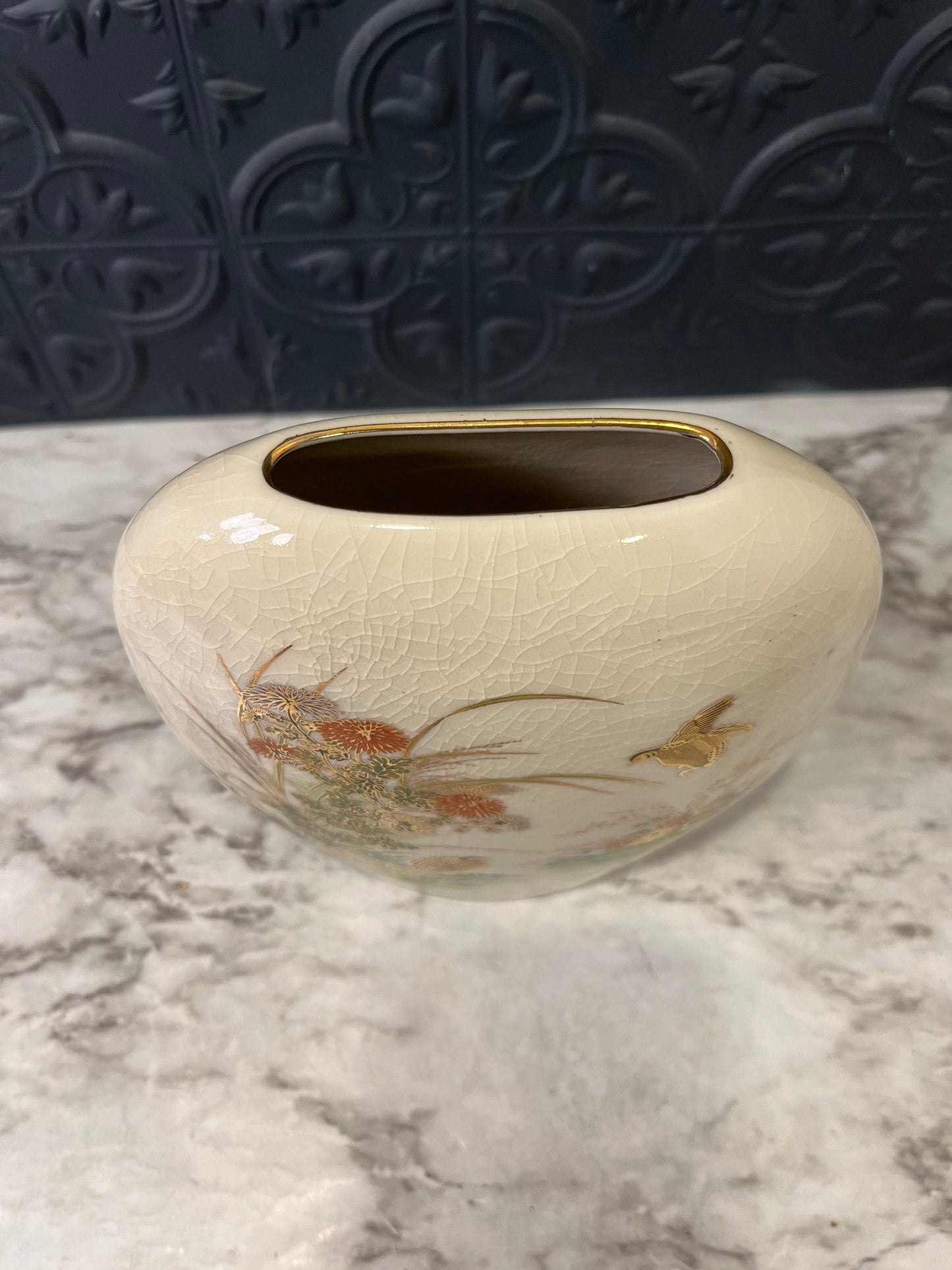 Otagiri Cream Vase with Quails
