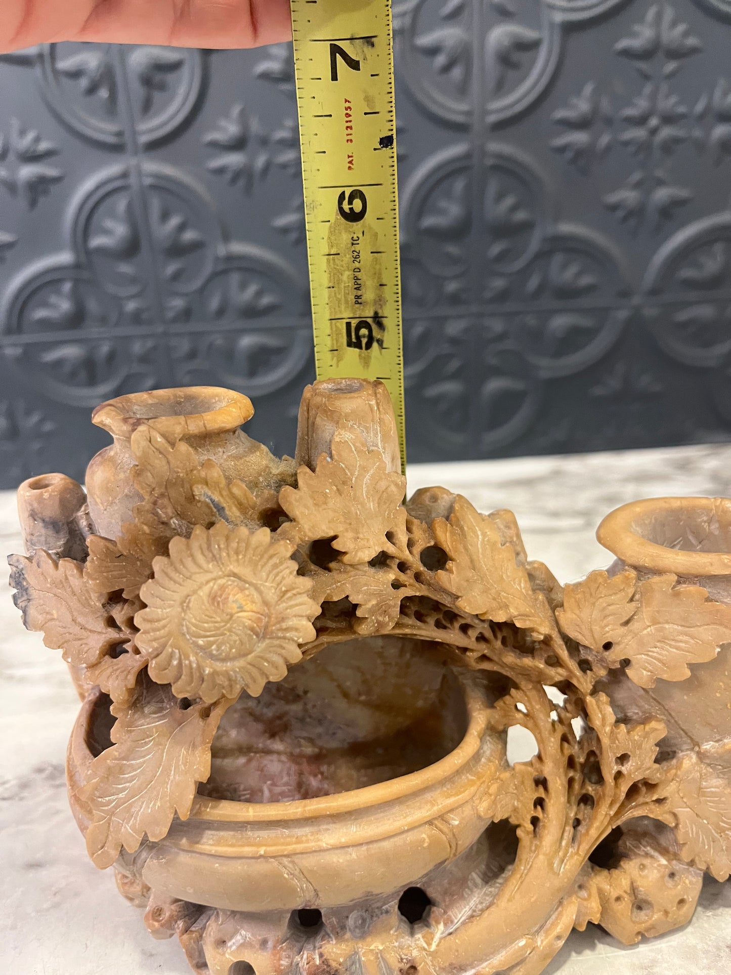 Carved Soapstone Vase and Bowl AS IS