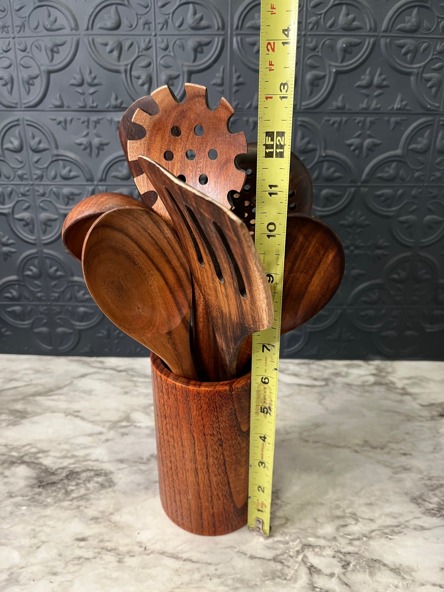 Wood Utensils in Wood Cylinder