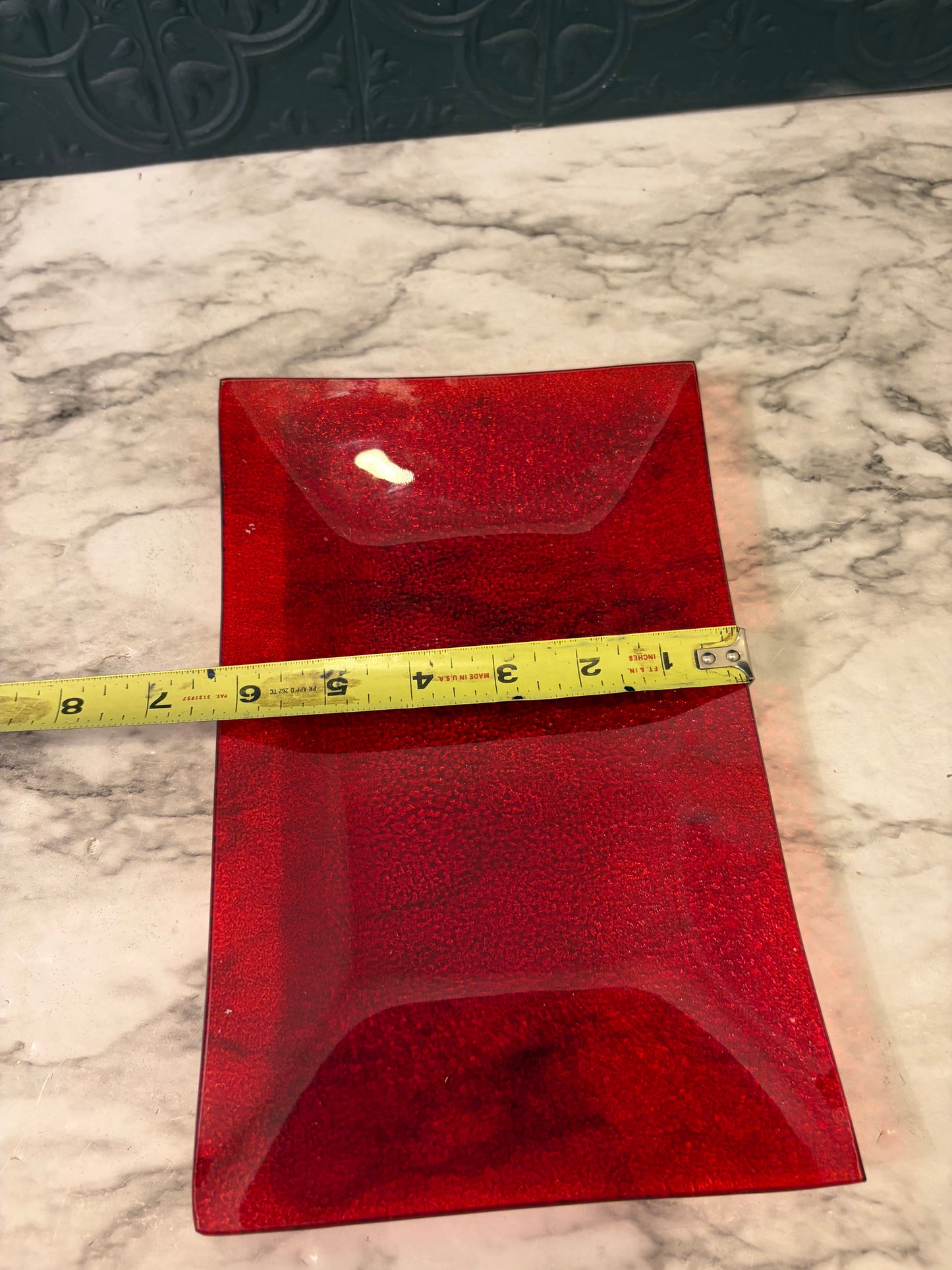 Rectangle Red Glass Plate