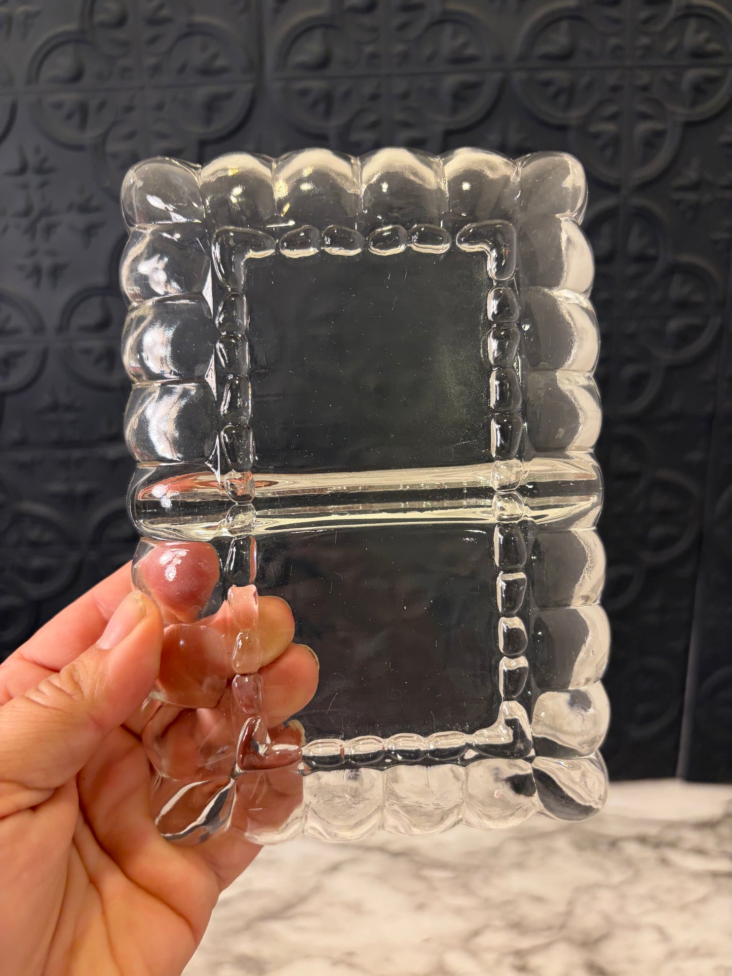 Small Glass Split Plate with Scallopped edge