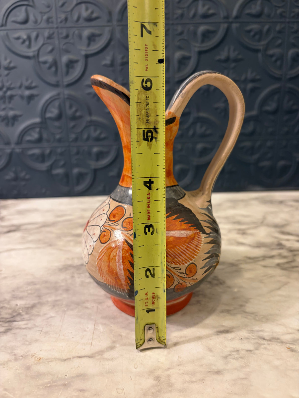 Mexican Pottery Pitcher Orange