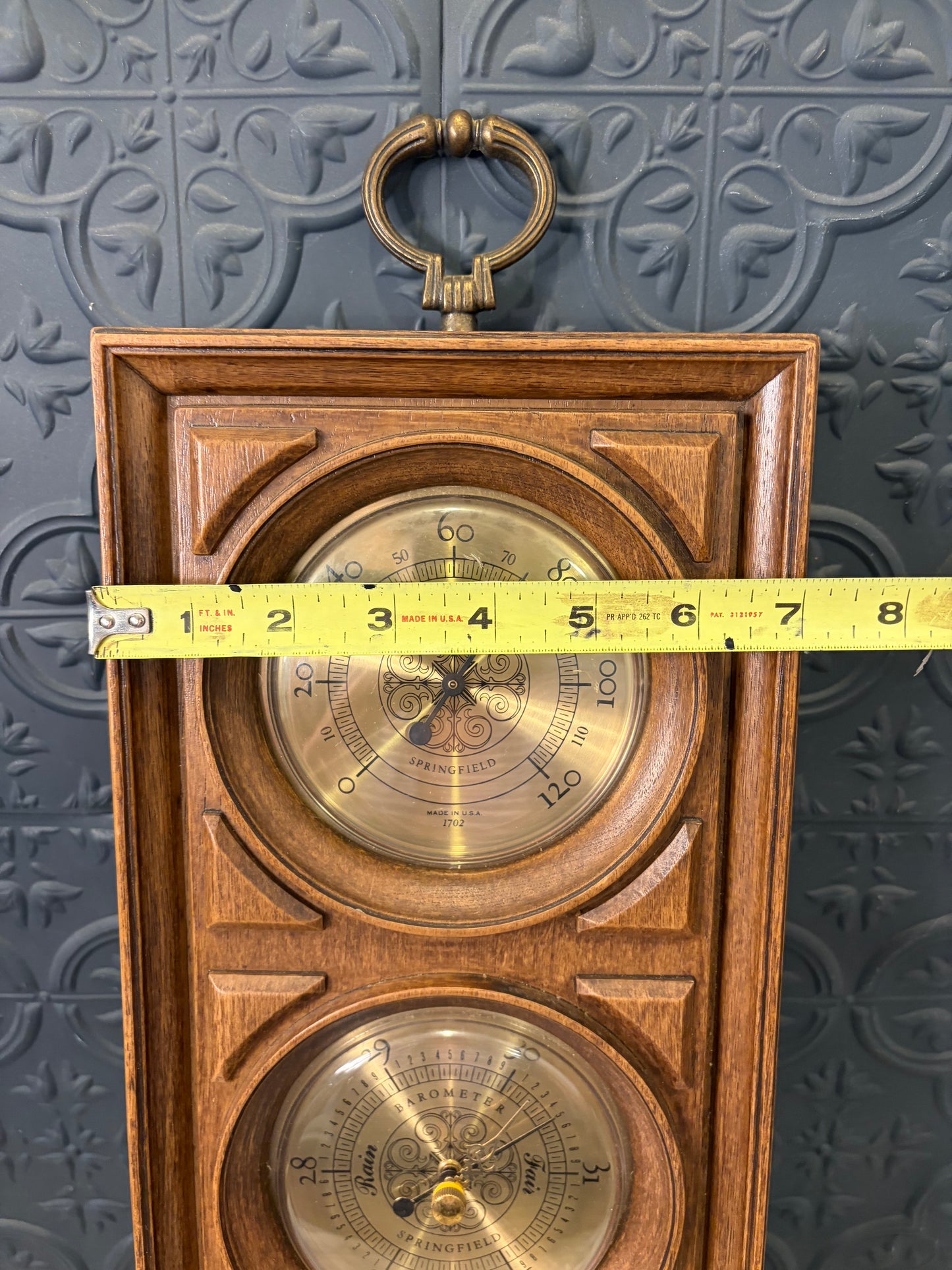 Vintage 70's style Springfield Weather Station Faux Wood