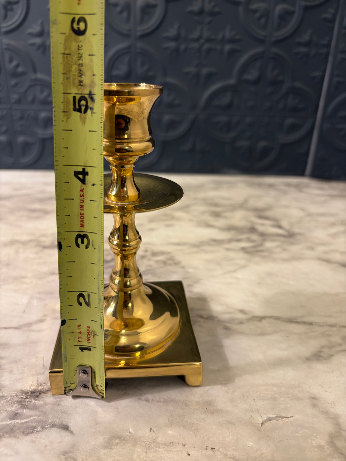 5" Brass Candle Holder with Wax Lip