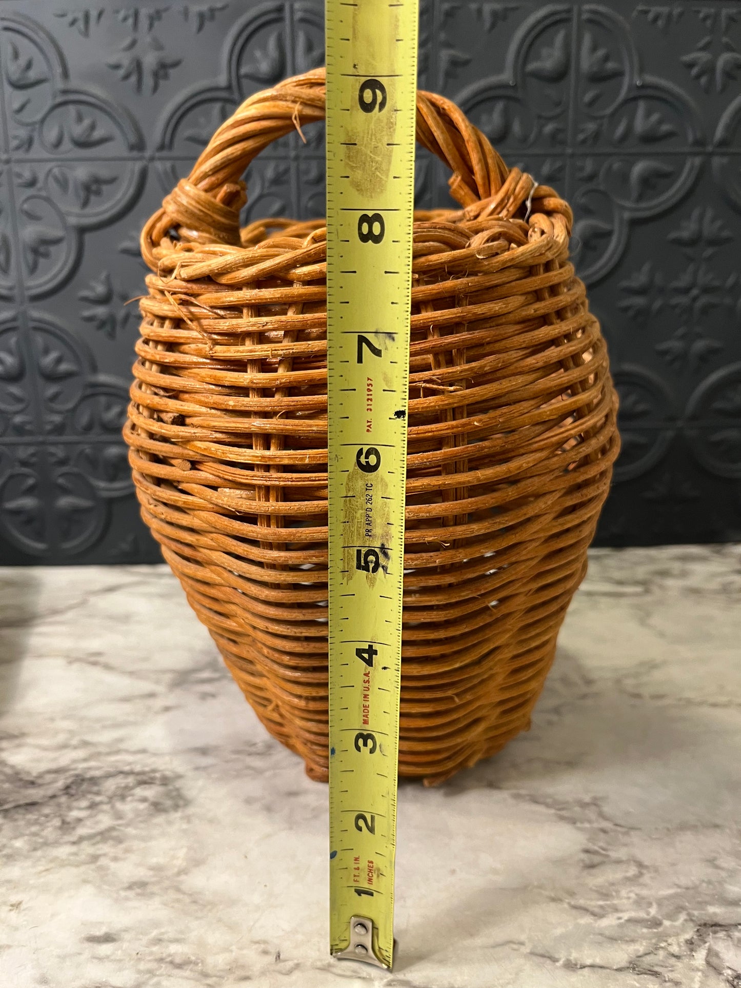 Pumpkin Shape Rattan Wicker Handle Basket