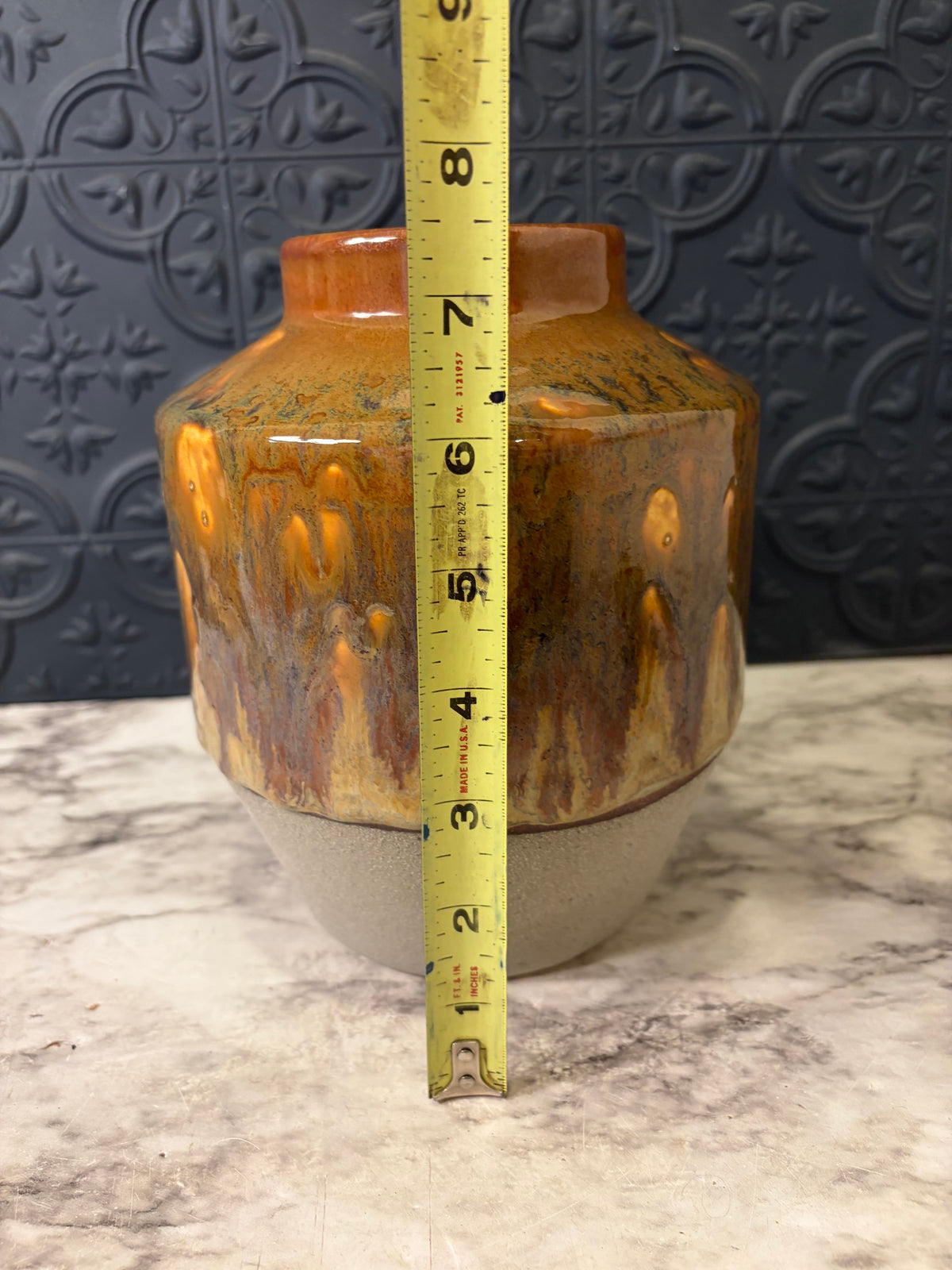 Mikasa Vase Amber and Brown Drip Glaze