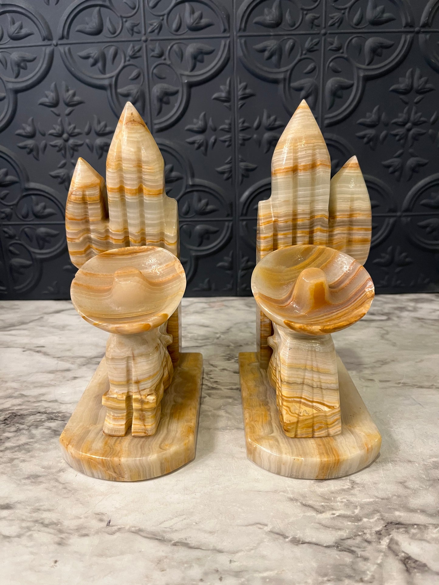 Onyx with Brown Stripes Siesta Bookends x 2