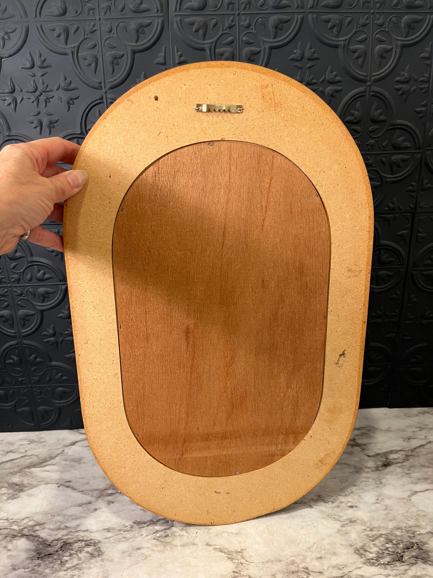 Oval Wood Mirror with Applique