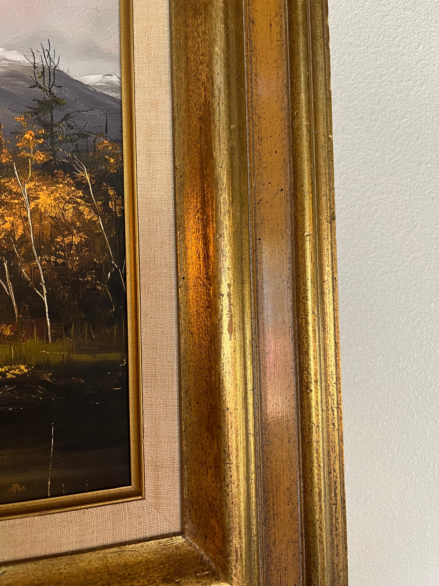 Fall Mountain Scene in Thick Gold Frame