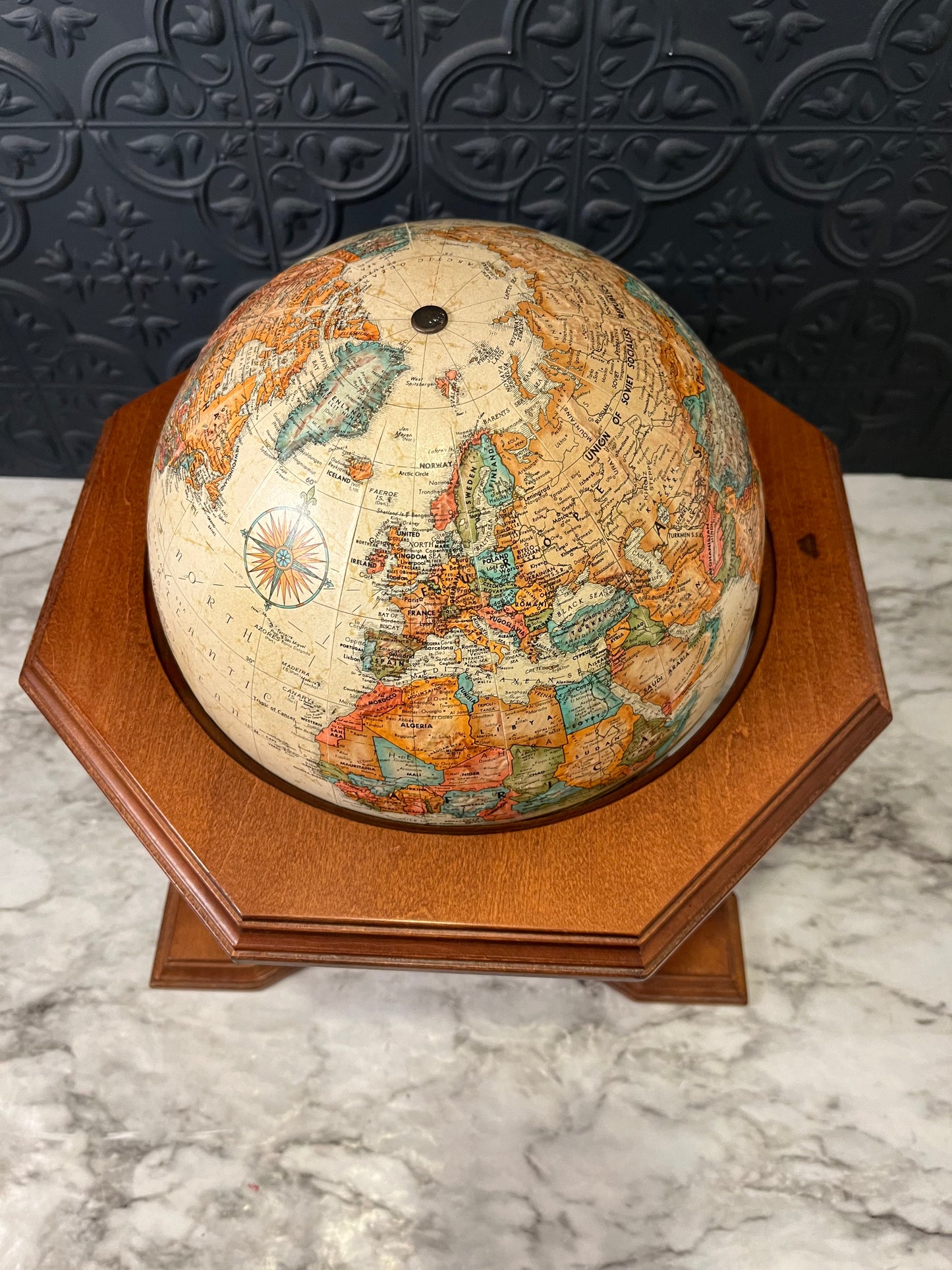 9 " Globe in Wood Base