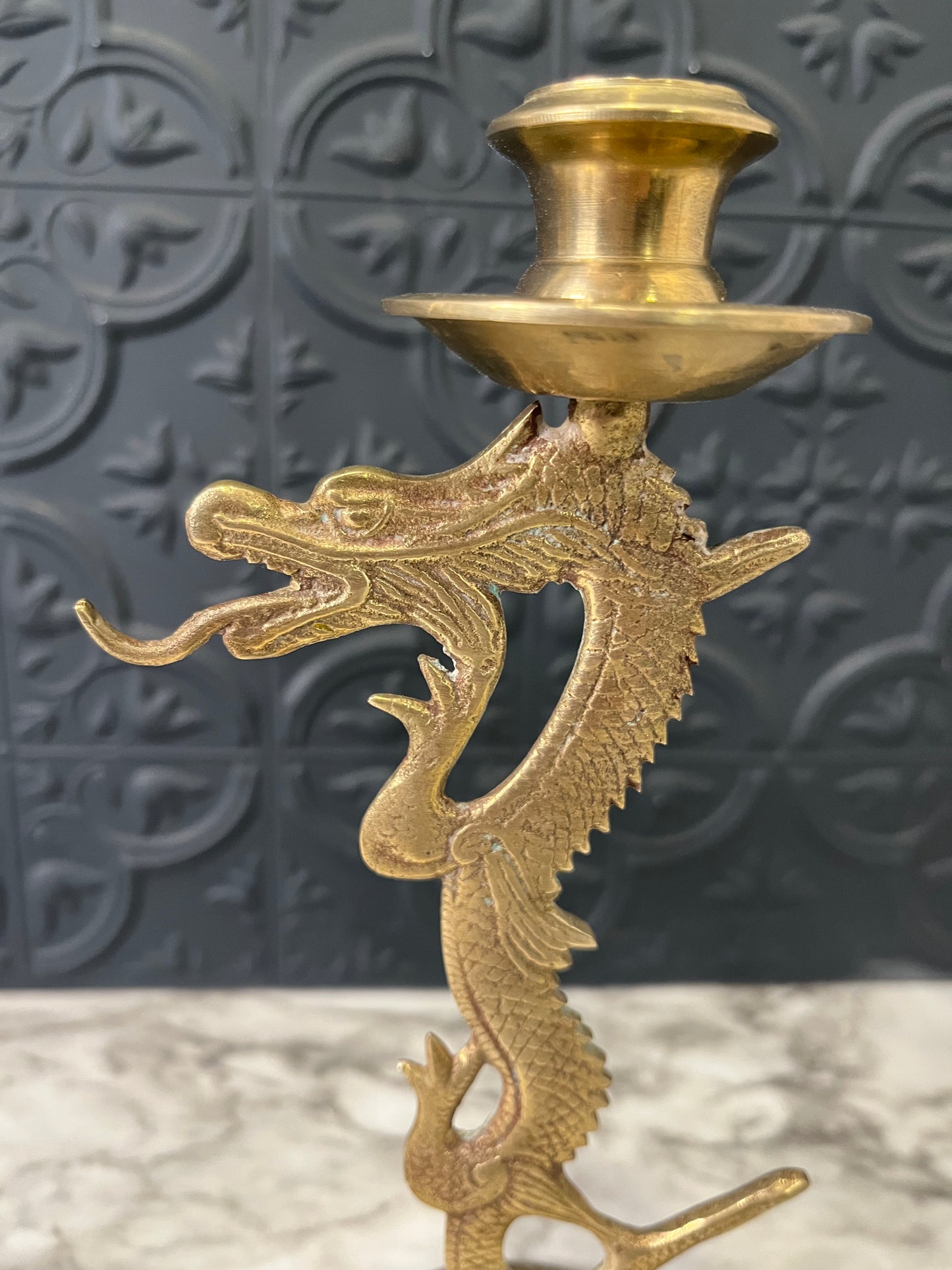 Brass Dragon Candle Holders x2