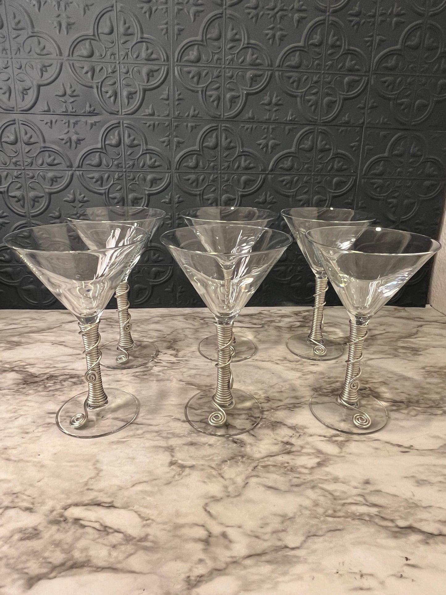 Martini Glasses with Metal Coil Set of 6