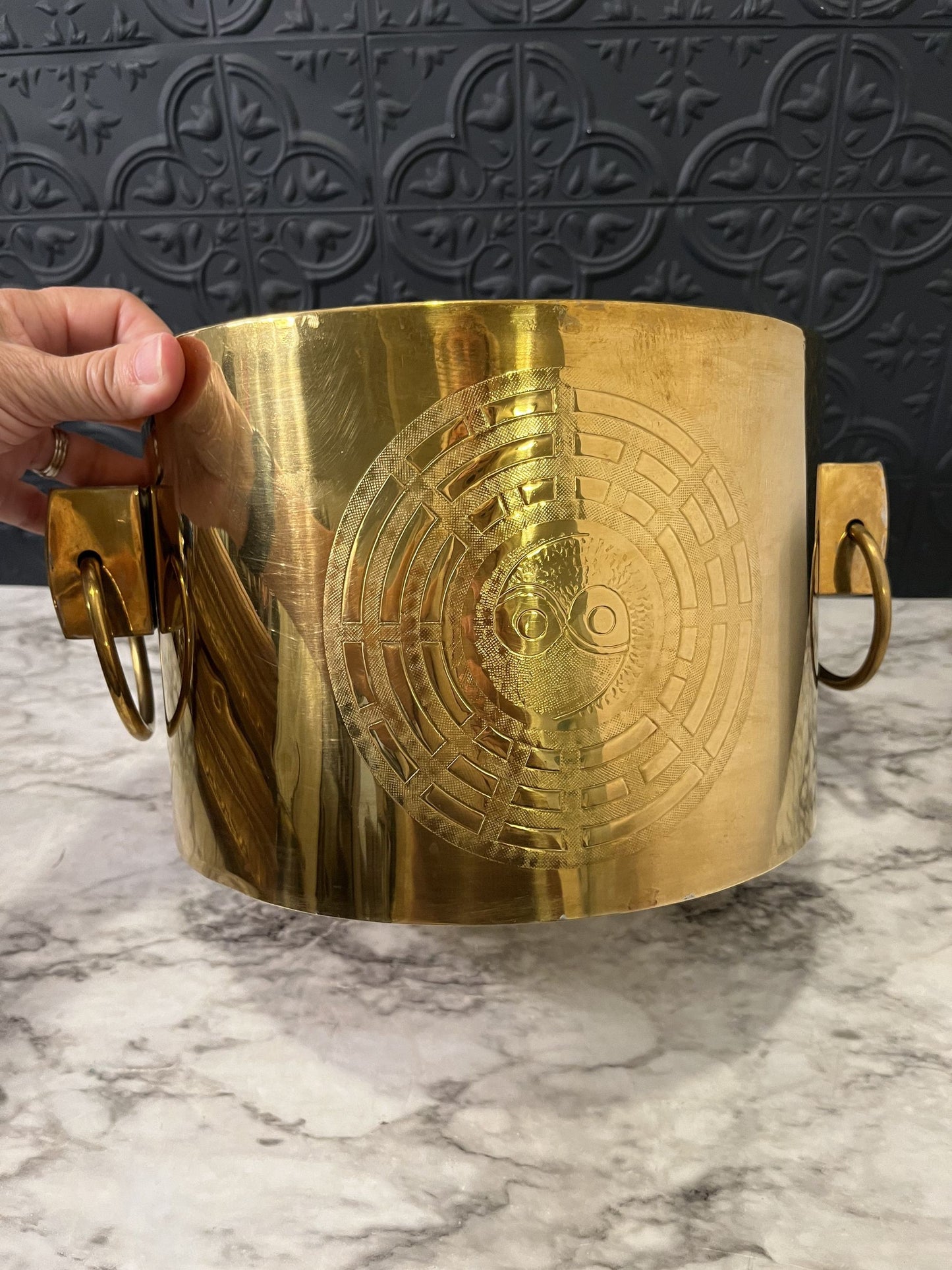 Brass Planter With Owl Detail Handles