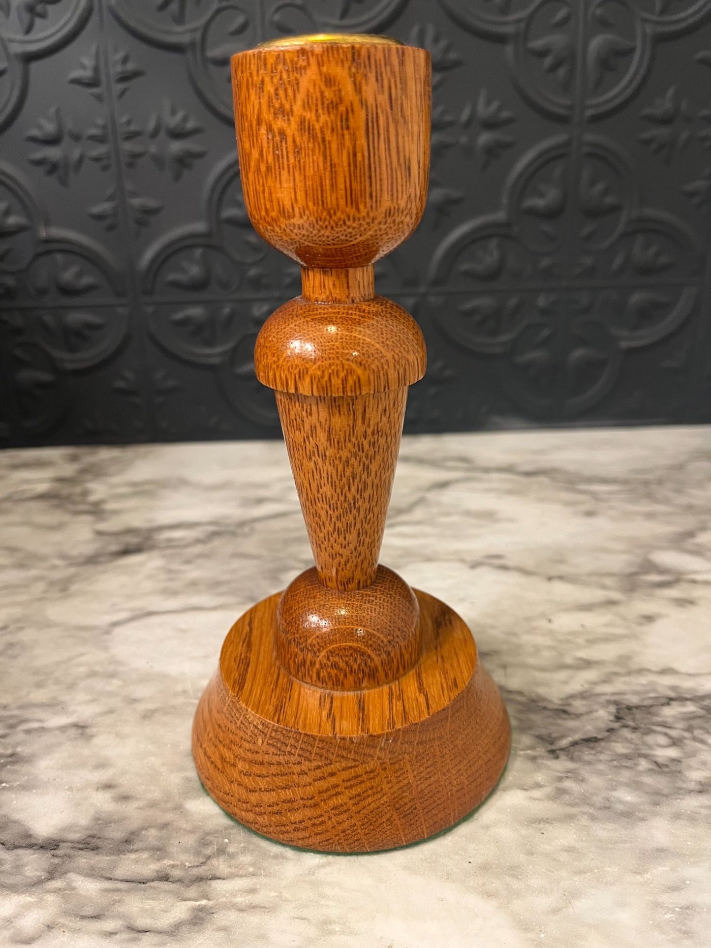 Wood Candle Holder With Thick Round Base