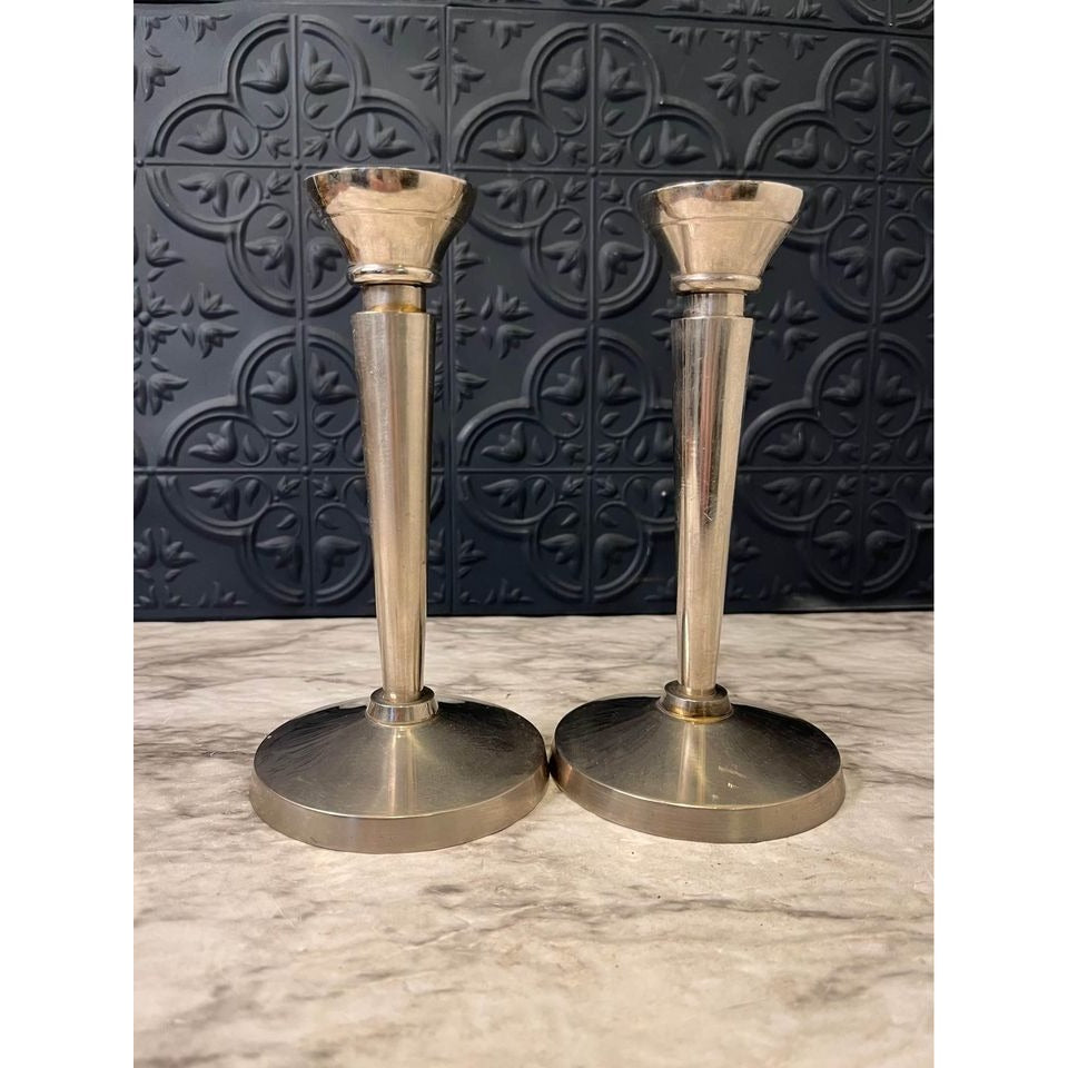 Silver Mod Candle Holders Set of 2