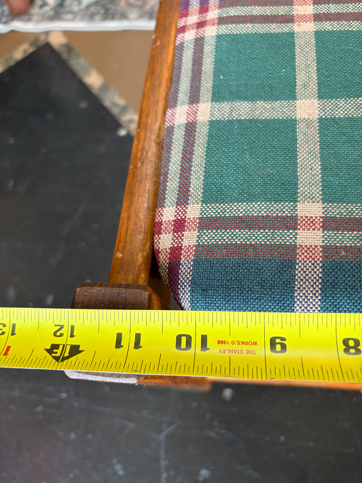 Small Green Plaid Stool