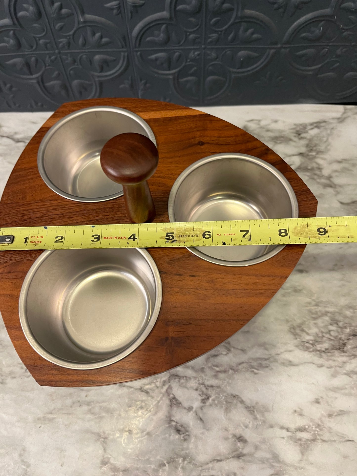 Mid Century Walnut Condiment server