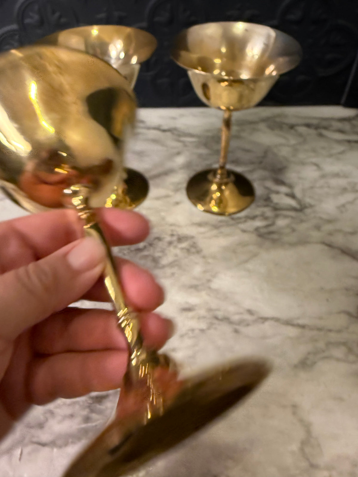 Set of 3 Brass Goblets