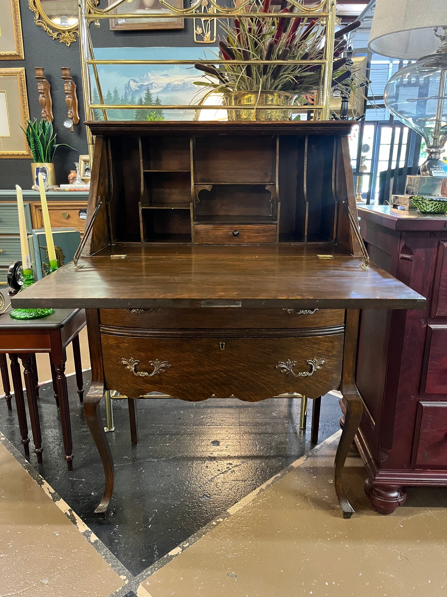 Antique Secretary Desk dark wood