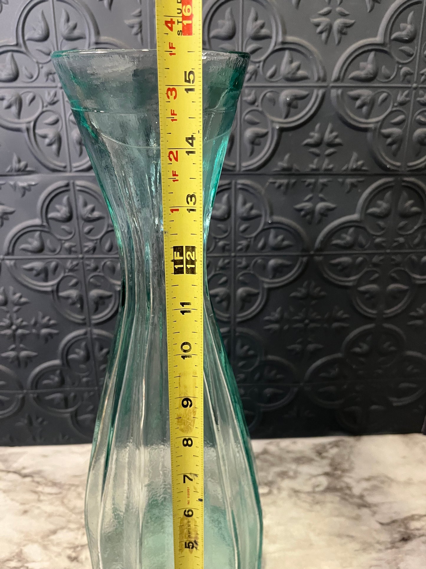 Aqua Tall Glass Vase