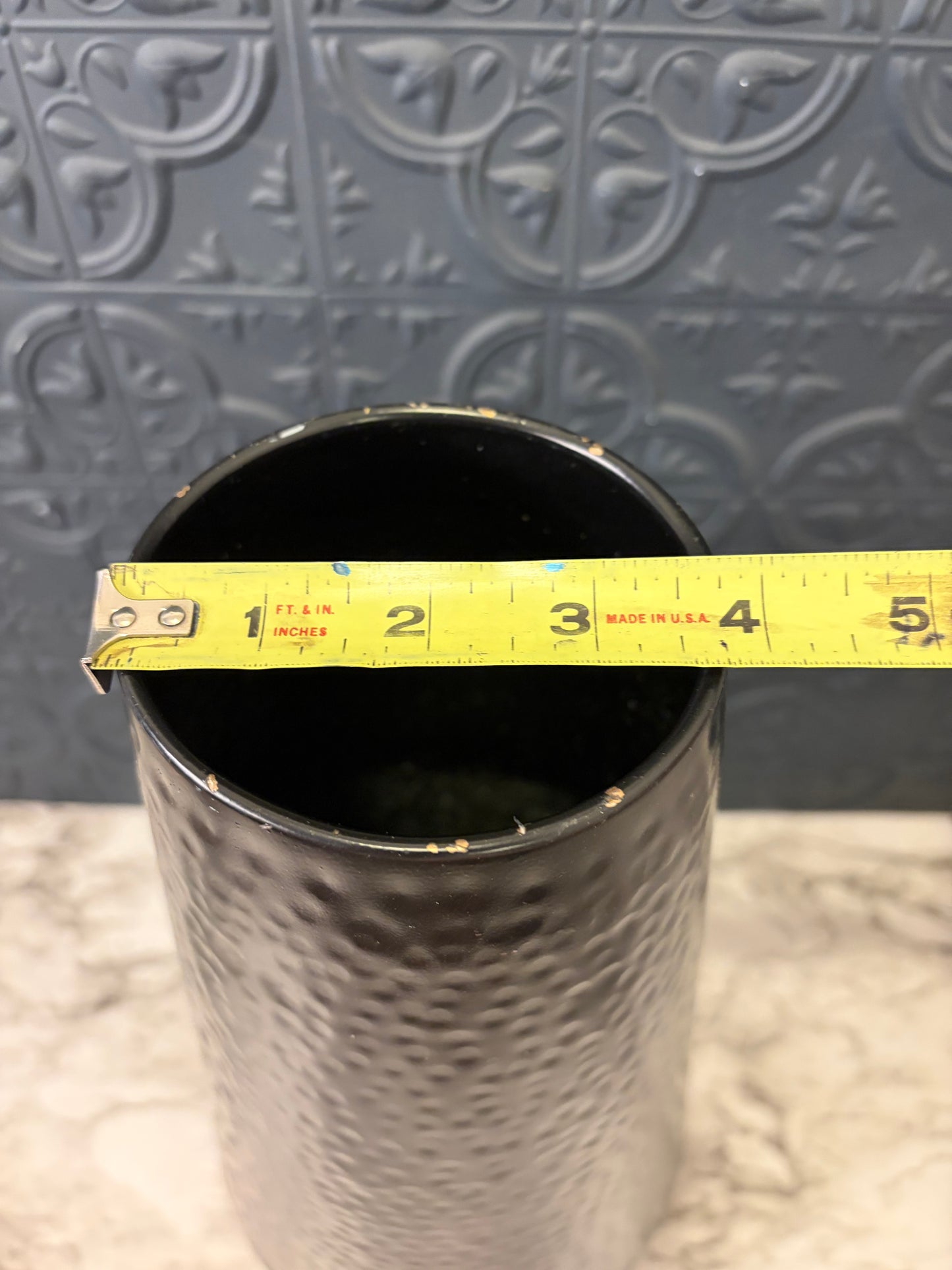 Black Hammered Modern Conical Vase