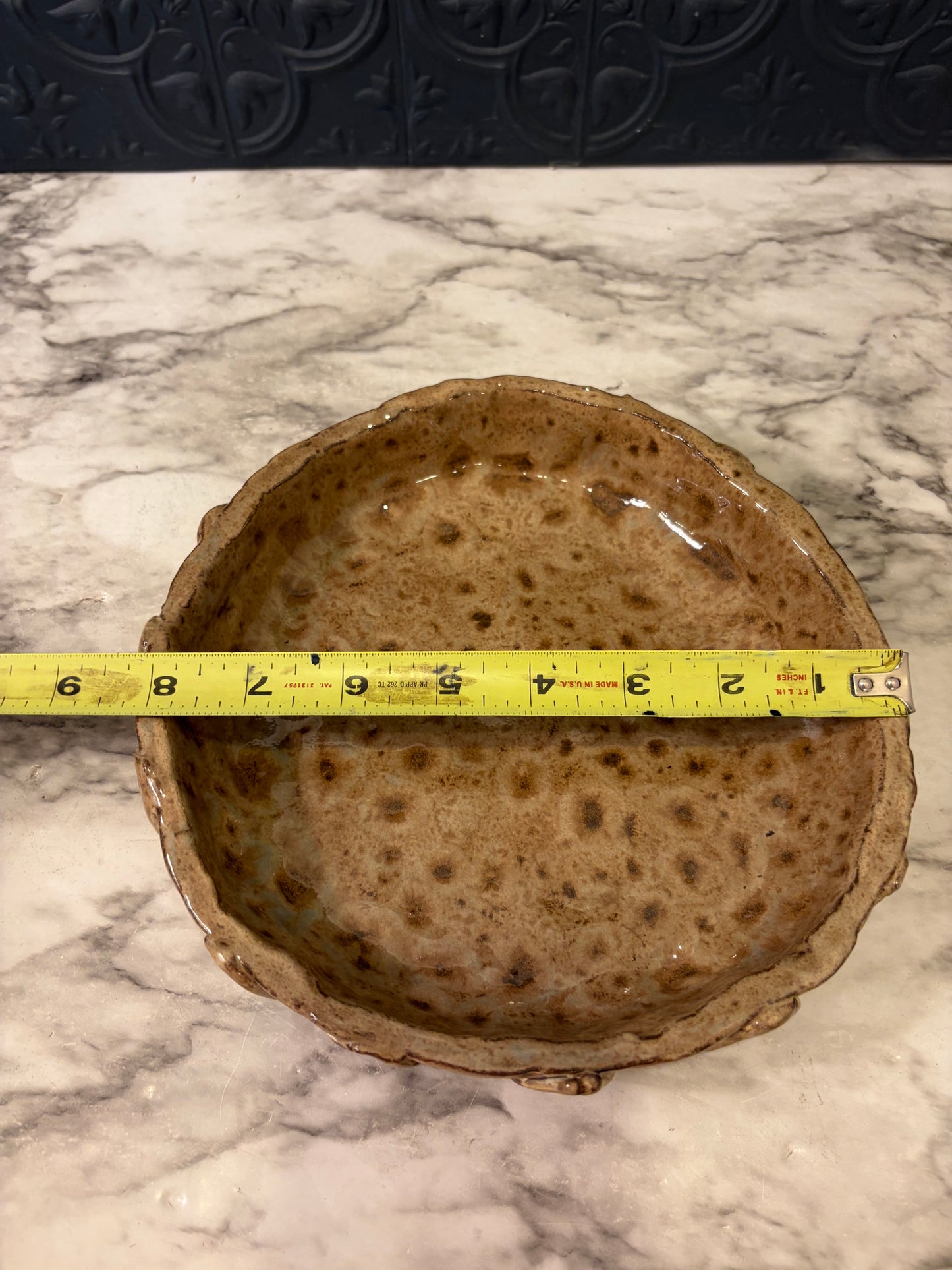 Studio Pottery Zig Zag Shallow Bowl
