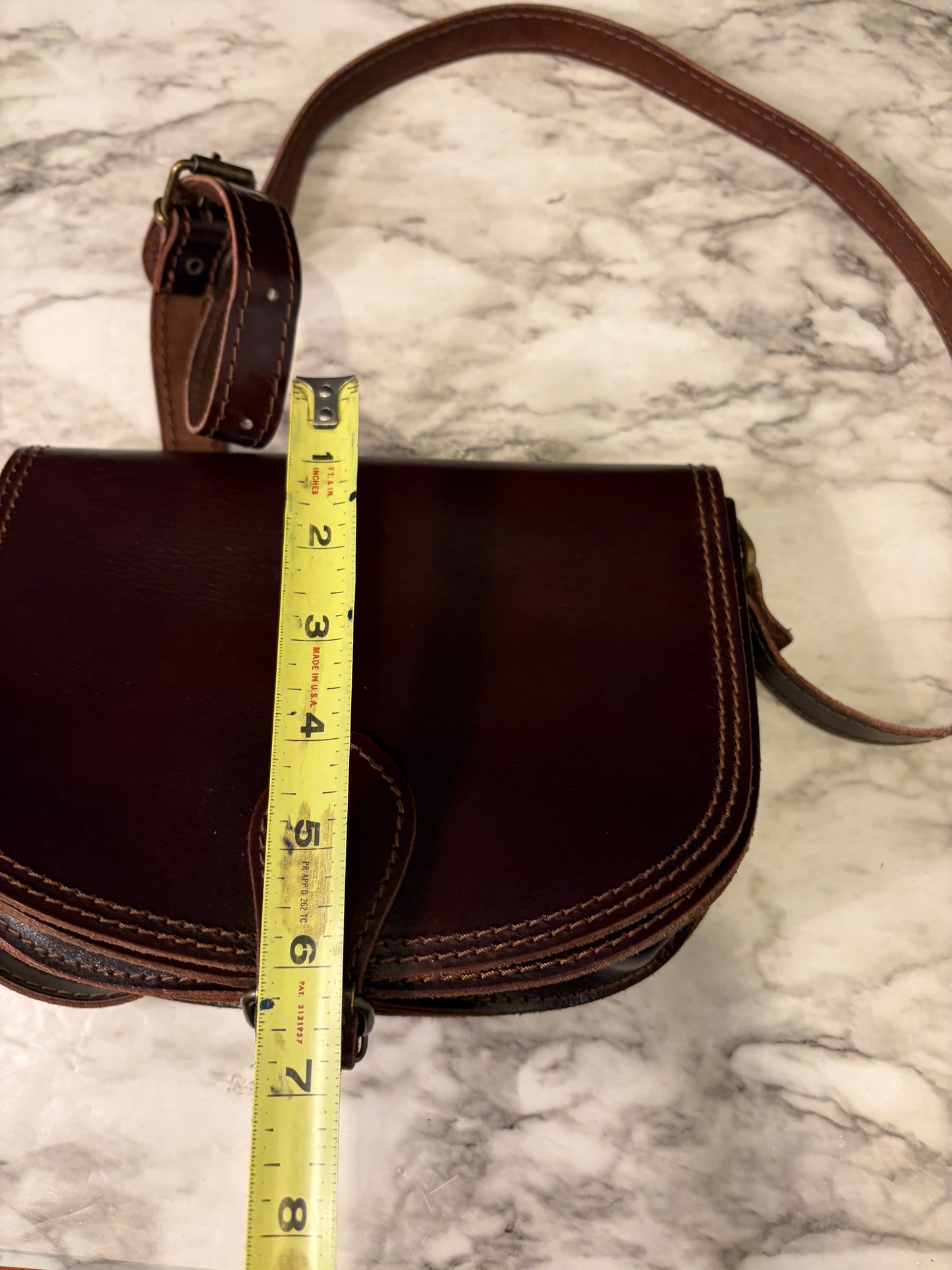 Brown Leather Crossbody with Buckle
