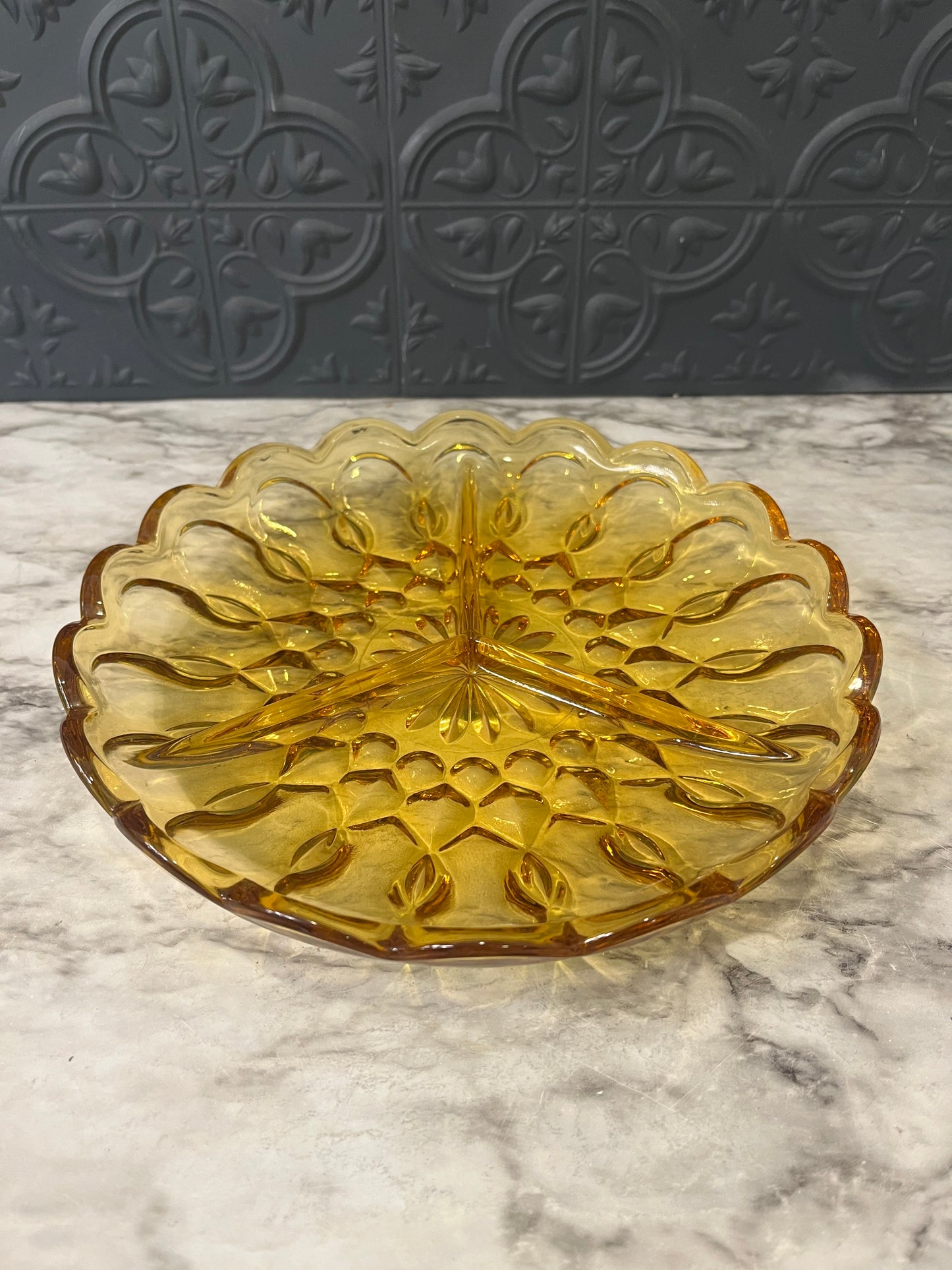 Anchor Hocking Amber Split Dish